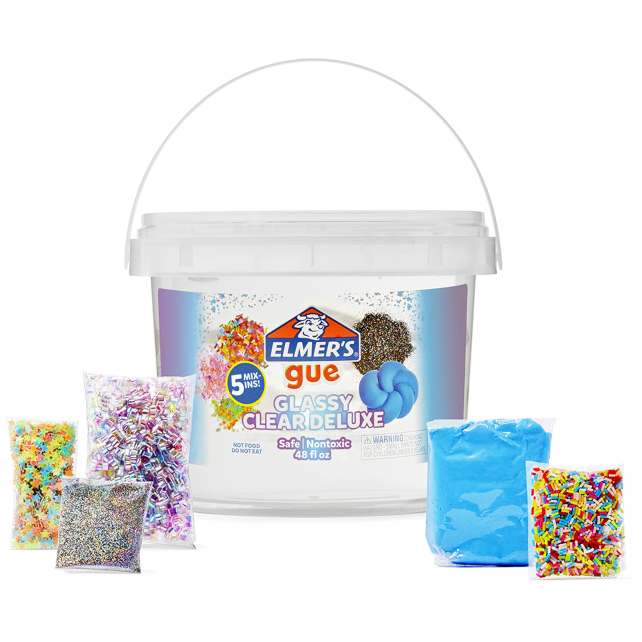Elmer's Gue Premade enthält 5 Sets mit Schleimzusätzen, 1,36 kg Eimer, Glasklar