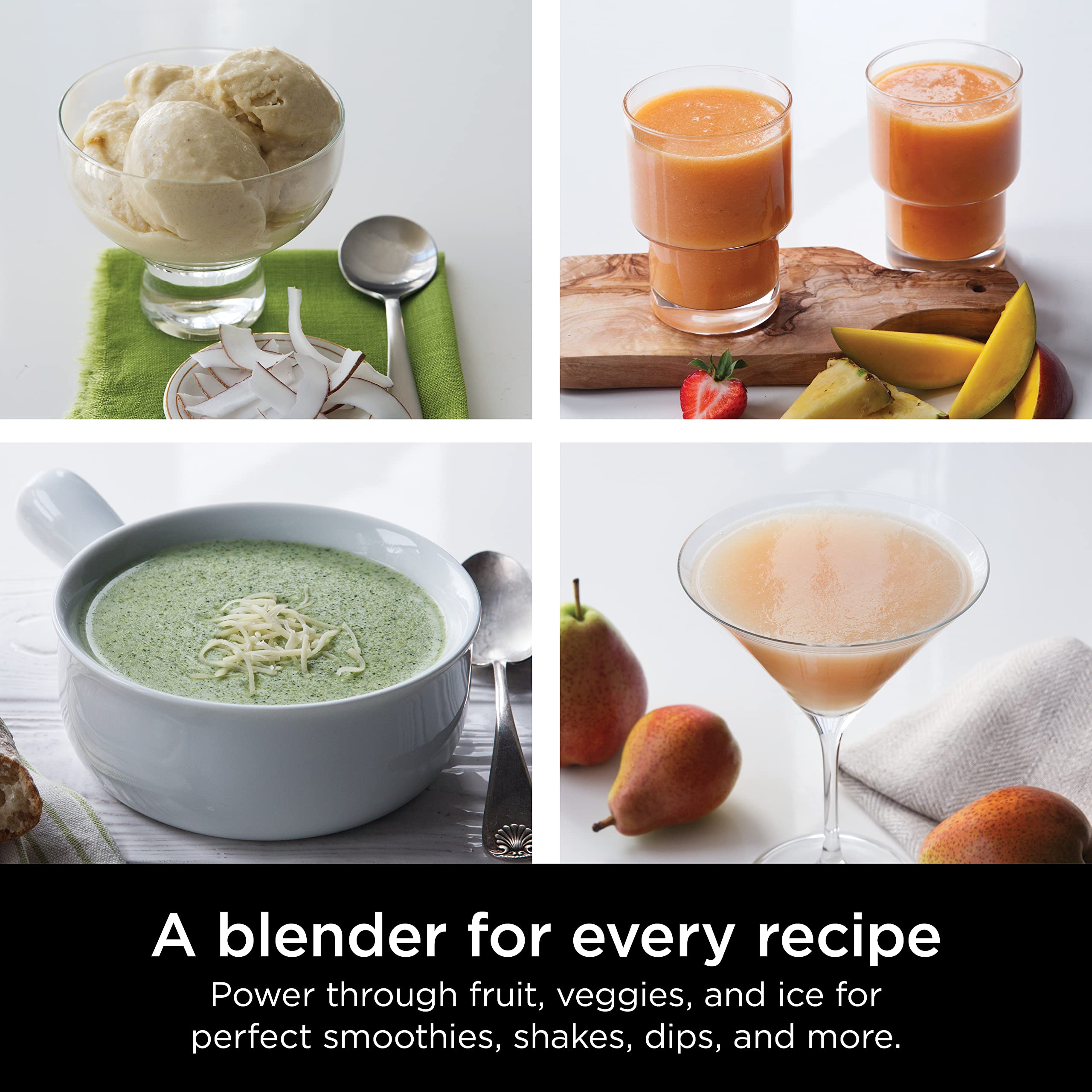 Ninja Professional Blender 1000W, Total Crushing Technology- Smoothies, Ice Crushing & Frozen Fruit, Full-Size Countertop Blender, 72-oz. Pitcher, Black & Grey, BL610