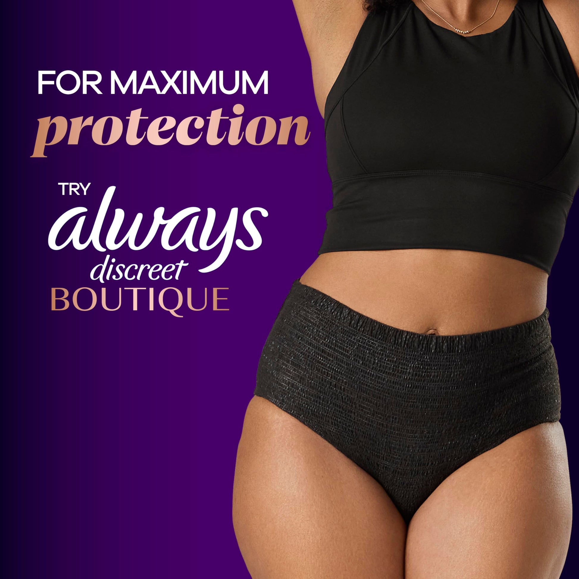 Always Discreet Adult Incontinence Pads for Women, Extra Heavy Absorbency, Long Length, Postpartum Pads, 45 Count