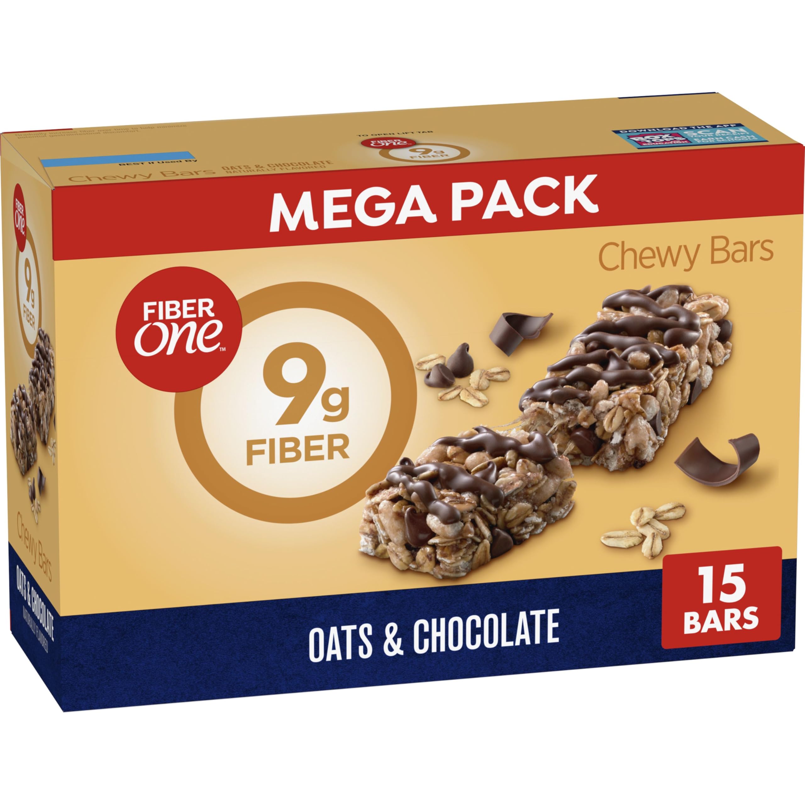 Fiber One Kaubonbons, Hafer und Schokolade, Ballaststoff-Snacks, Mega Pack, 15 Stück, 601 g