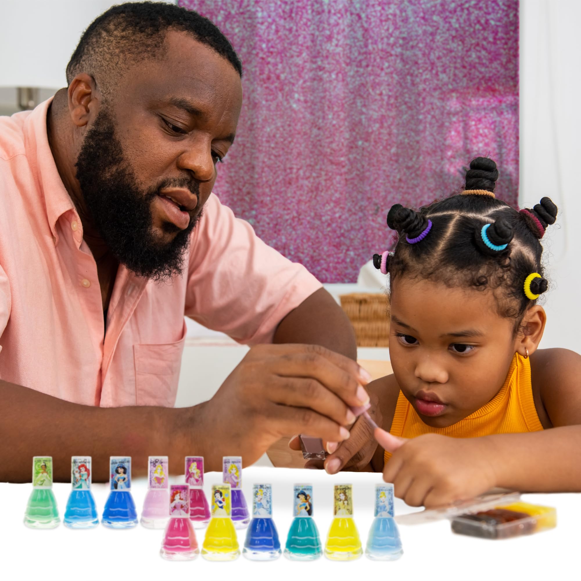 Townley Girl Disney Princess Non-Toxic Water-Based Peel-Off Quick Dry Nail Polish with Nail Separators|Gift Kit Set for Kids Girls|14 Pc Set - Perfect for Parties, Sleepovers and Makeovers