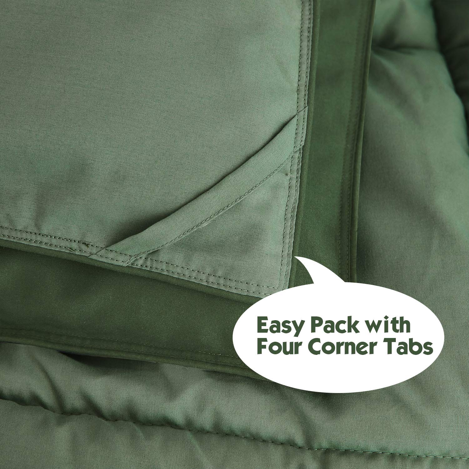 HIG 3pc Green Queen Comforter Set Duvet Insert, Reversible, All Season, Box Stitched, with Corner Tabs, Soft, Fluffy