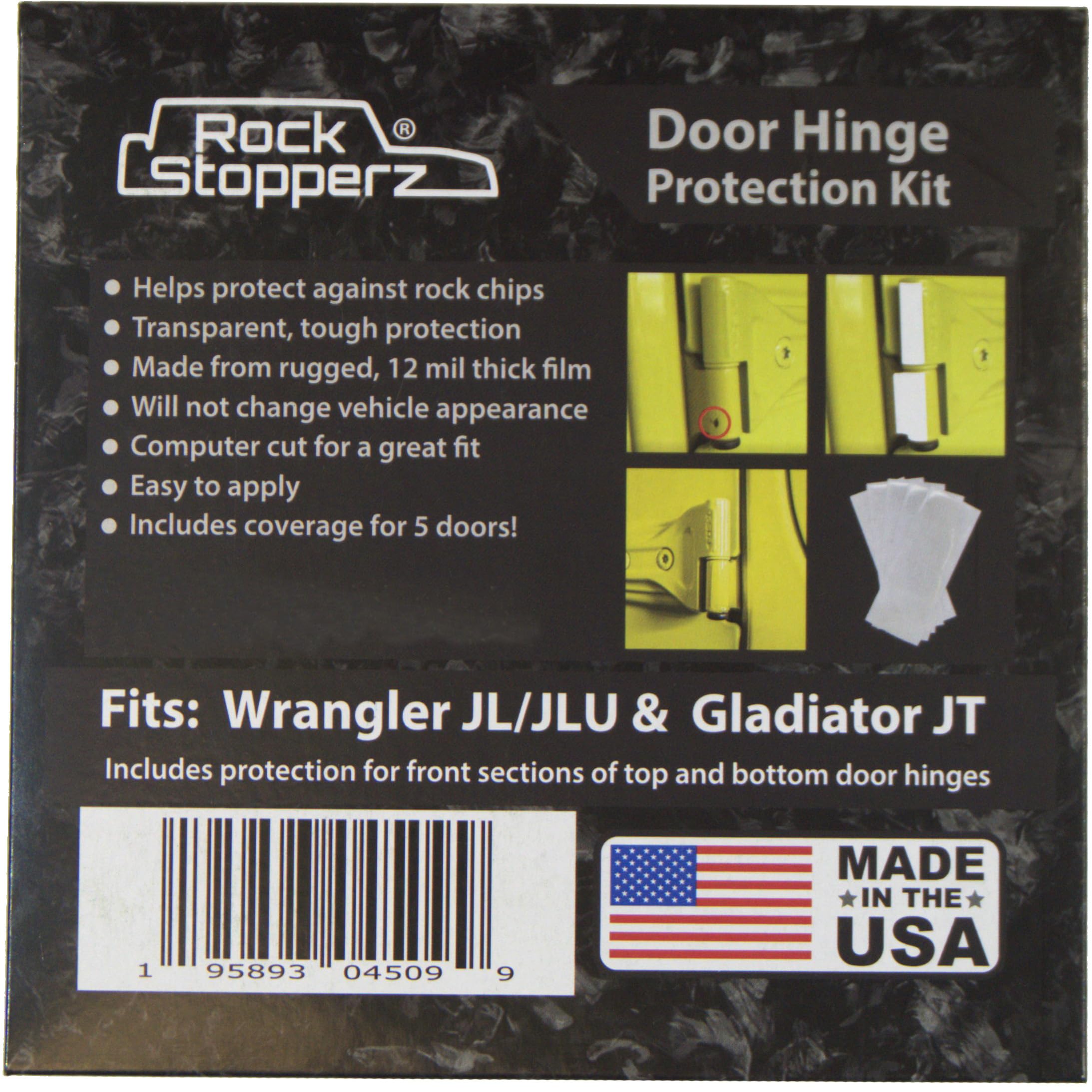 طقم حماية مفصلات الأبواب Rock Stopperz - متوافق مع جيب رانجلر JL/JLU/جلاديتور - بابان أو 4 أبواب (2019 - الحالي. تغطية لـ 5 أبواب إجمالاً)