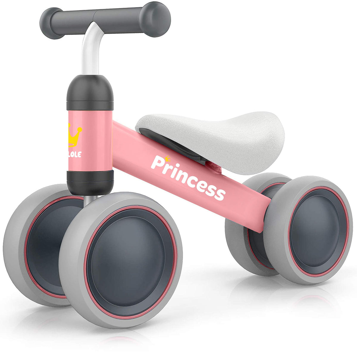 BEKILOLE Baby Balance Bike für 1-jährige Mädchen, 10-24 Monate Kleinkind Laufrad, 4 leise Räder Vorschule Erstes Laufrad Spielzeug, Geschenke zum 1. Geburtstag