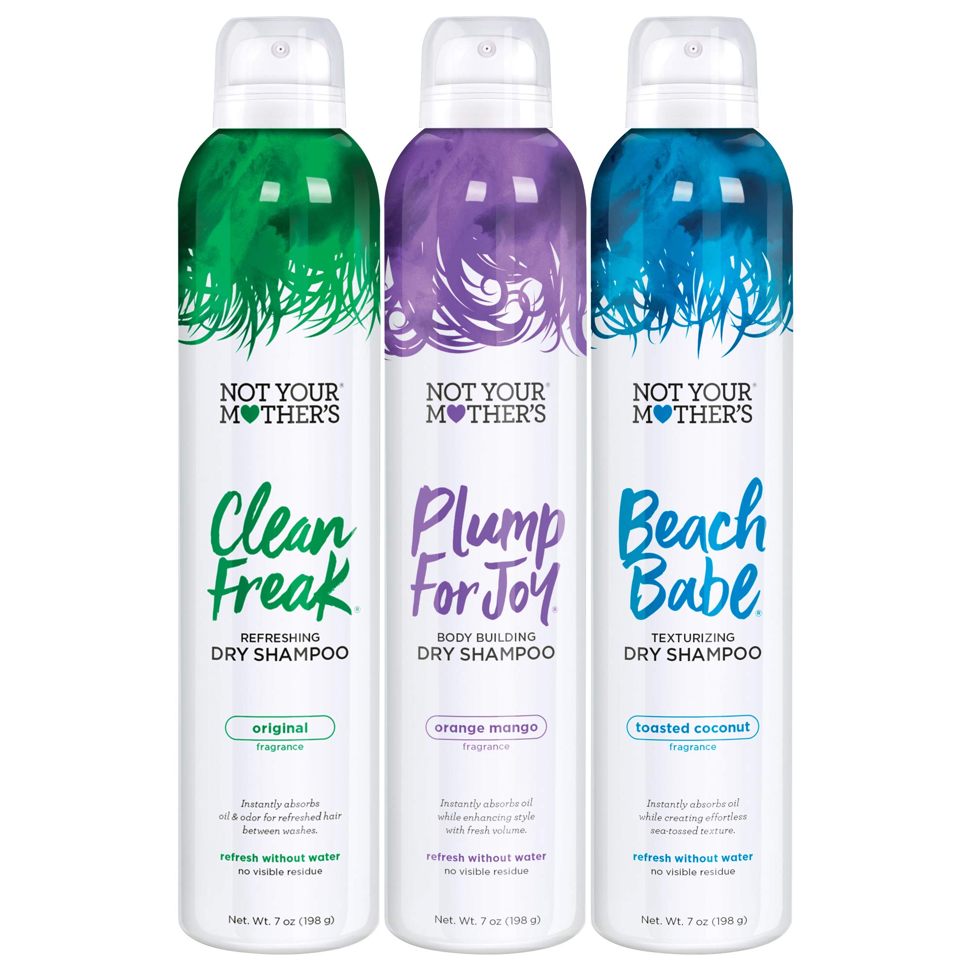 Not Your Mother's Trockenshampoo Spray Signature Sortiment (3er-Pack) – je 200 ml – Clean Freak, Plump for Joy & Beach Babe – absorbiert sofort Fett & verlängert die Haltbarkeit des Stylings für erfrischtes Haar