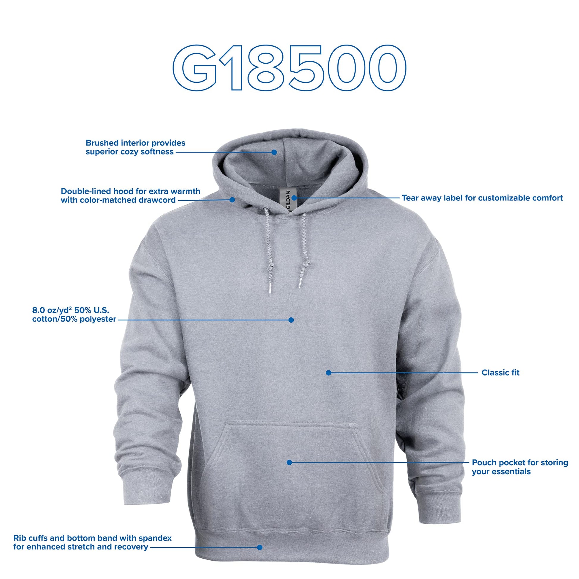 Gildan Adult Fleece Hoodie Sweatshirt, Style G18500, Multipack, Black (1-Pack), Large