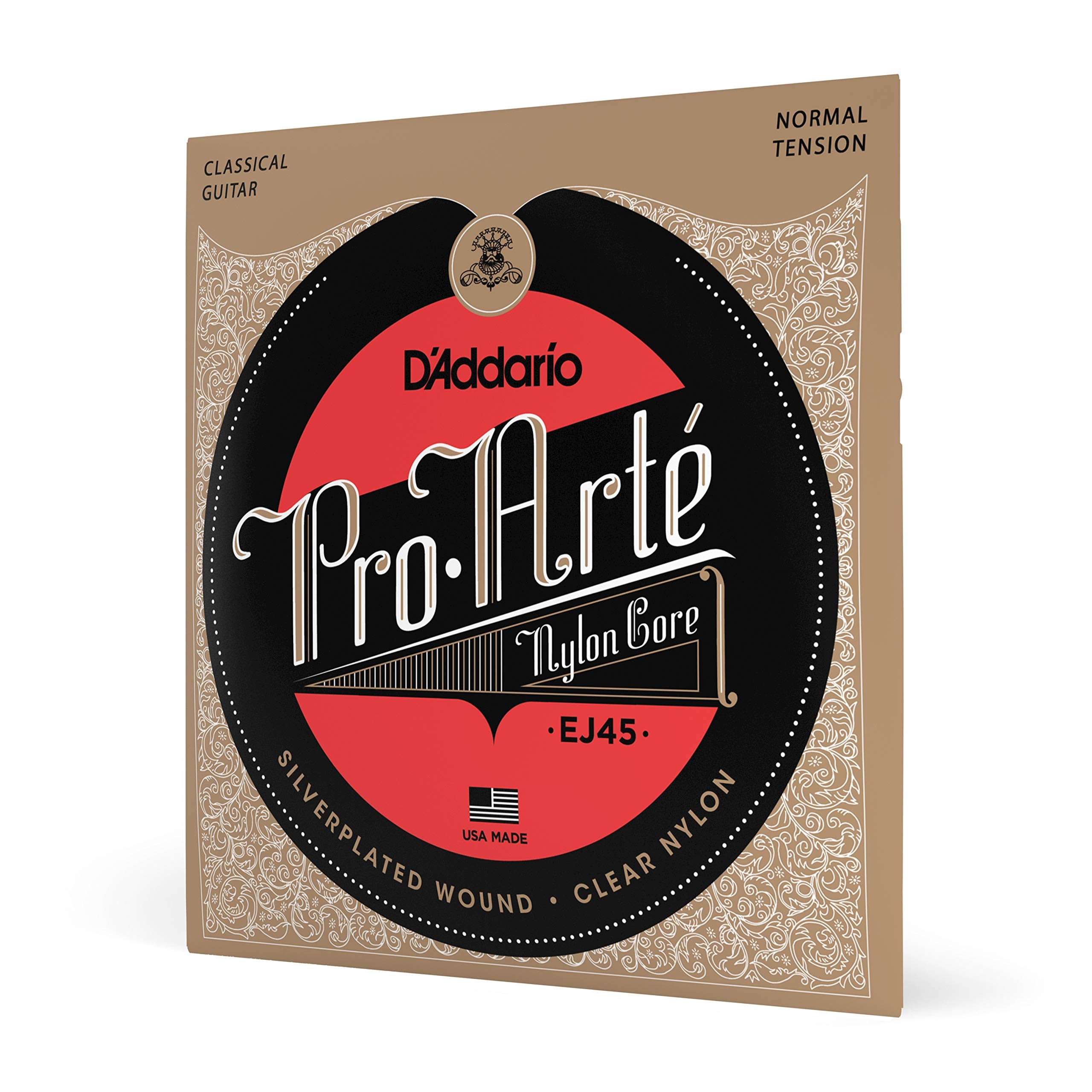 D'Addario Pro Arte Nylon Classical Guitar Strings, EJ45, Normal Tension, 6-String Set, Pack of 1
