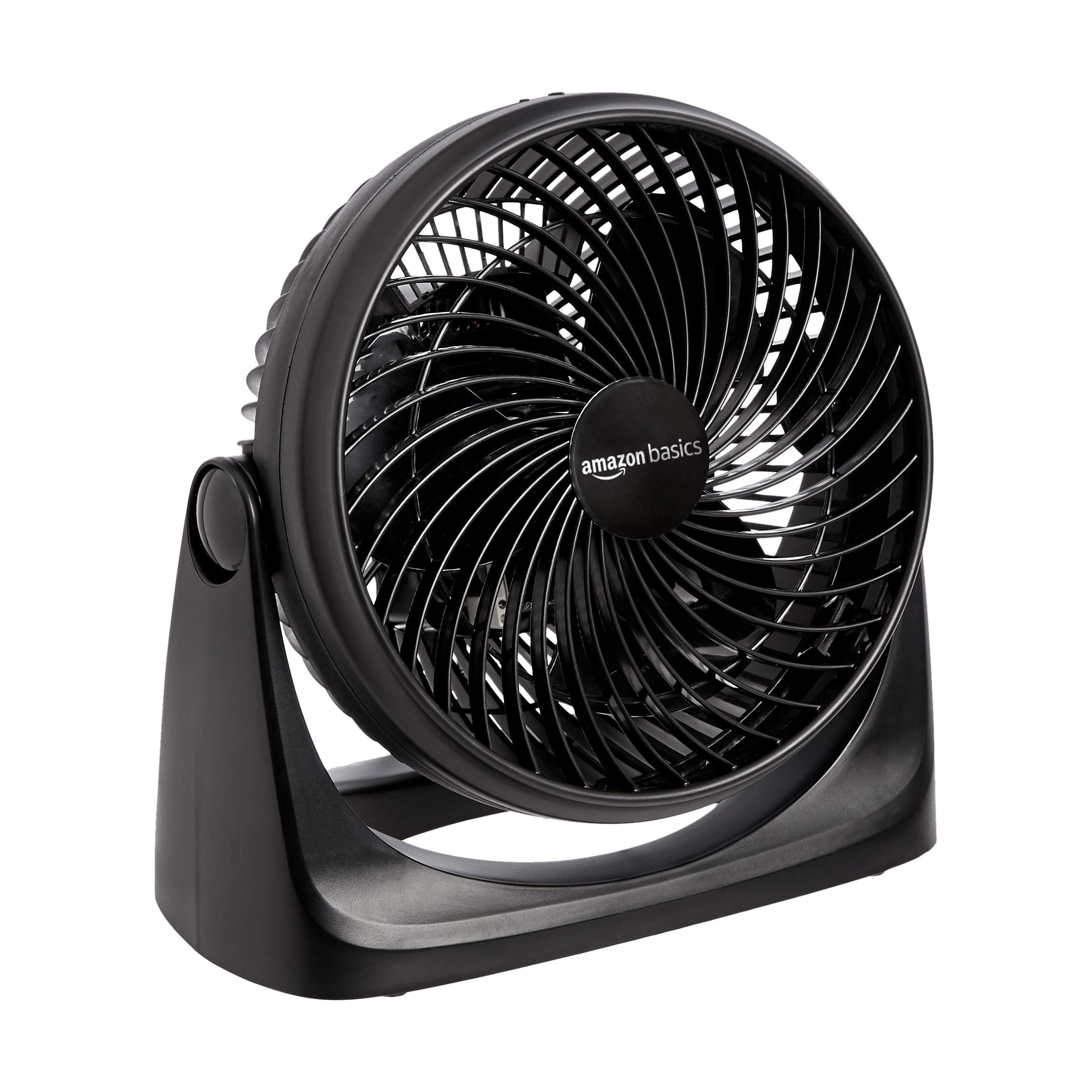 Basics Air Circulator Fan, Desk Fan for Bedroom, Home and Office, With 90-Degree Tilt Head, 3 Speed Settings, Lightweight (3 LBS), 35 Watts, Black, 11.1"W x 6.3"D x 10.9"H