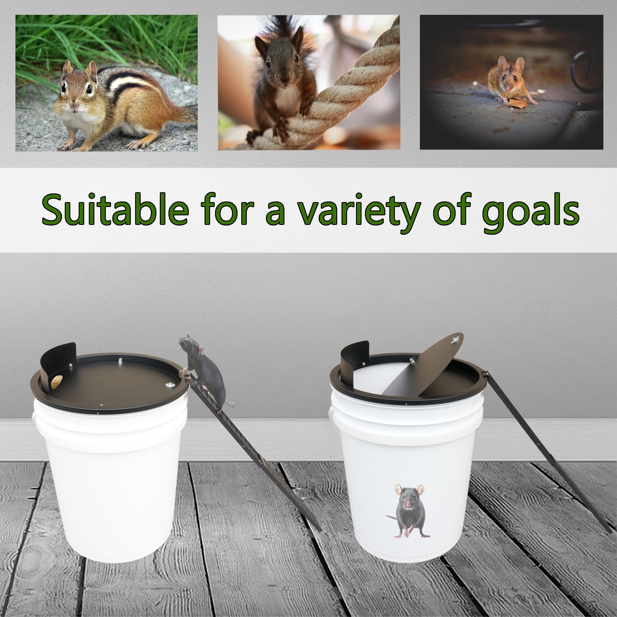Bucket Lid Mouse Trap Metal 5 Gallon Bucket lid,Strong Metal Material That Cannot be Bitten, auto Reset, Repeat Catch, Indoor Outdoor, Reusable 5 Gallon Bucket Lid, (1Pack)