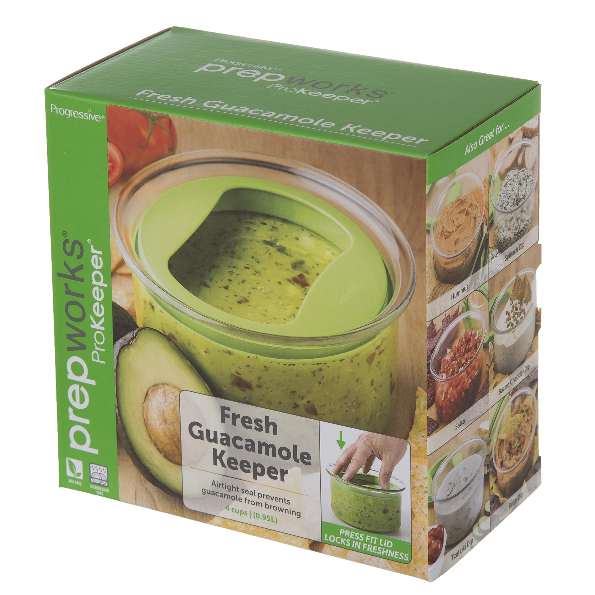 ProKeeper Fresh Guacamole Plastic Kitchen Storage Container with Airtight Lid (Green), for Guacamole and Food Storage