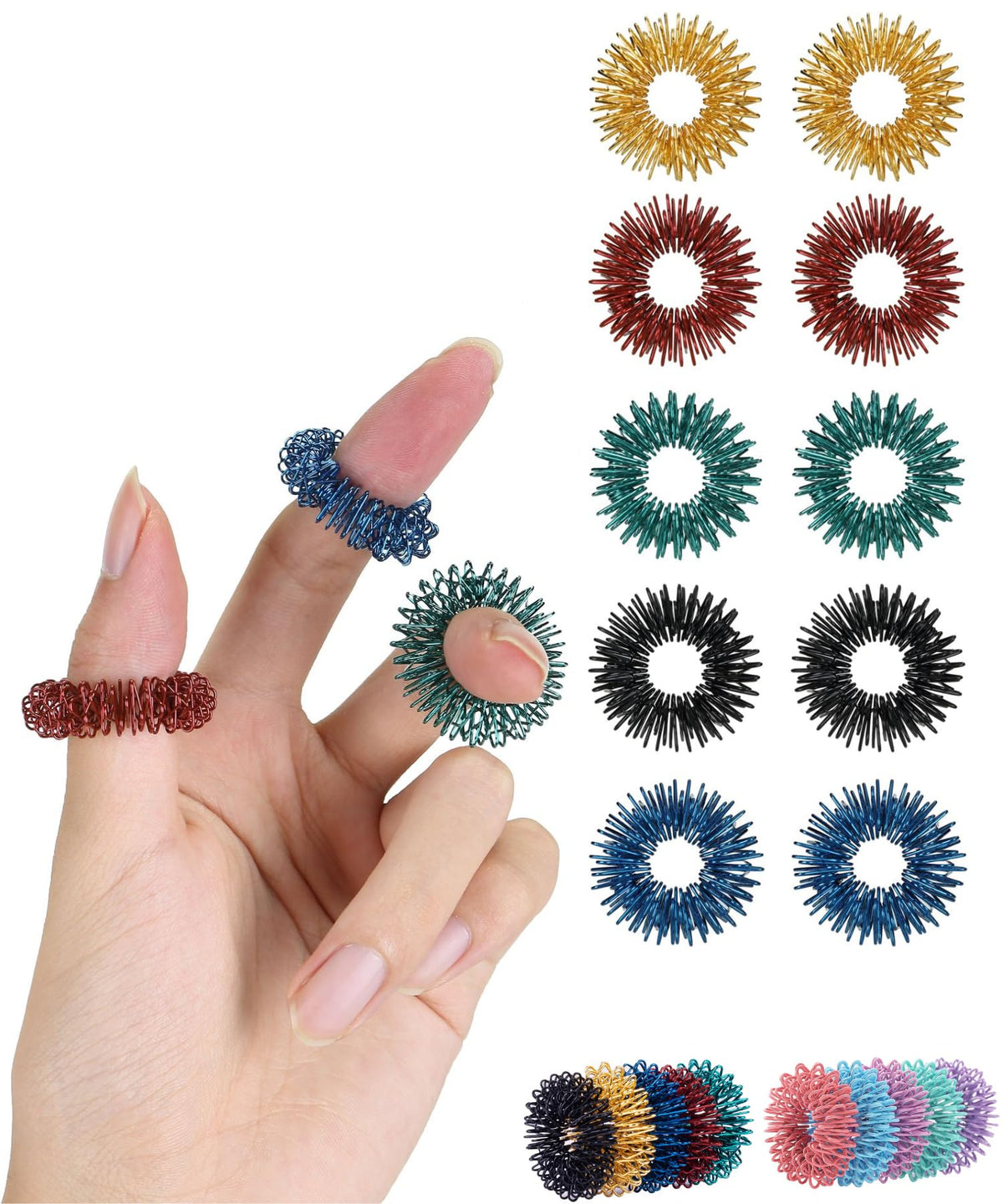 Mr. Pen- Stachelige sensorische Ringe, 10er-Pack, Stressabbau Fidget Sensory Toys, Fidget Ringe, Fidget Ring für Angstzustände, Stressabbau Ringe, Massager für Fidget ADHS Autismus, Schulbedarf