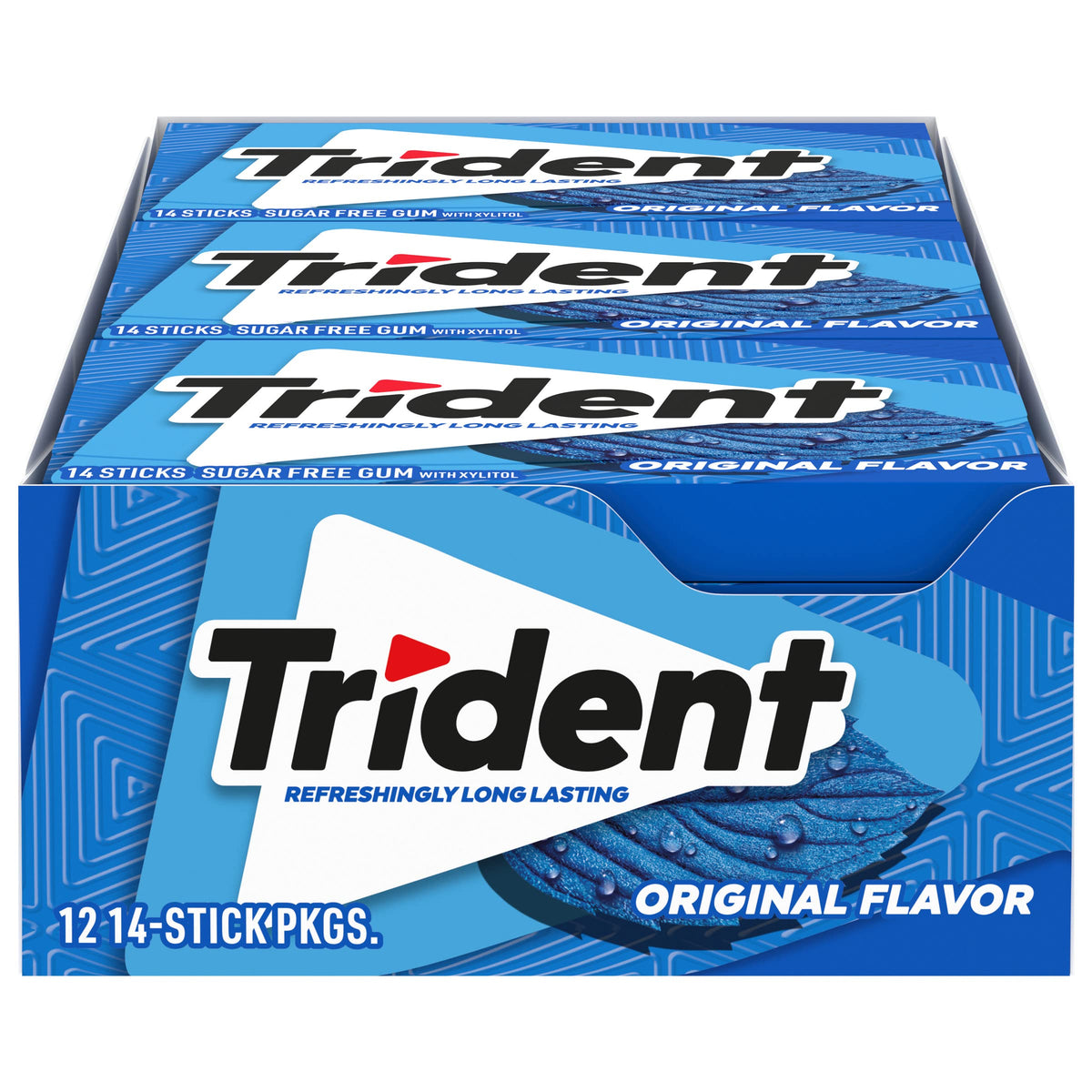 Trident Original Geschmack Zuckerfreier Kaugummi, 12 Packungen à 14 Stück (insgesamt 168 Stück)