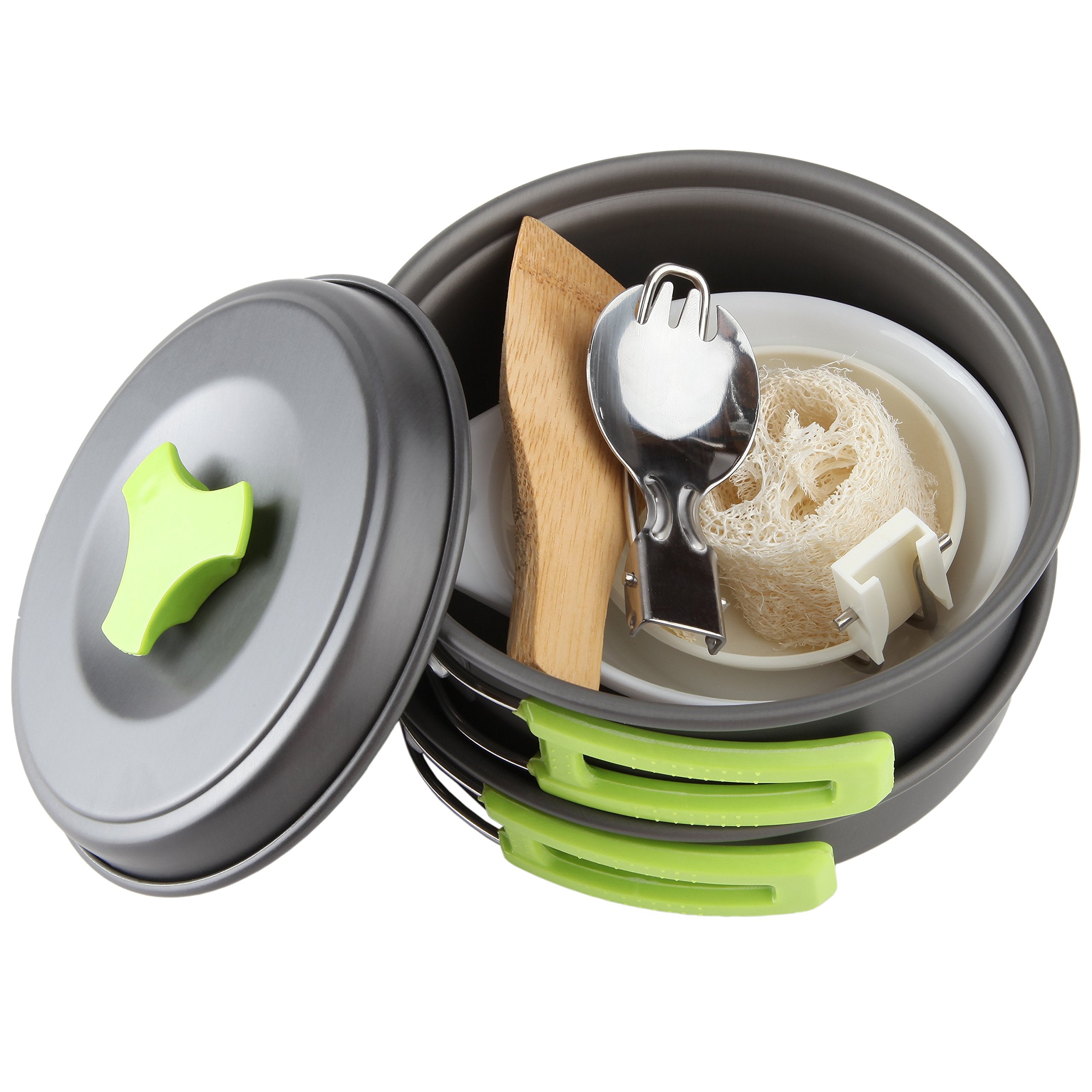 MalloMe Camping Cookware Mess Kit for Backpacking Gear – Camping Cooking Set - Camping's Pots and Pans Set - Backpacking Stove/Portable Stove Compatible - Camp Kitchen Equipment Accessories 1L Pot