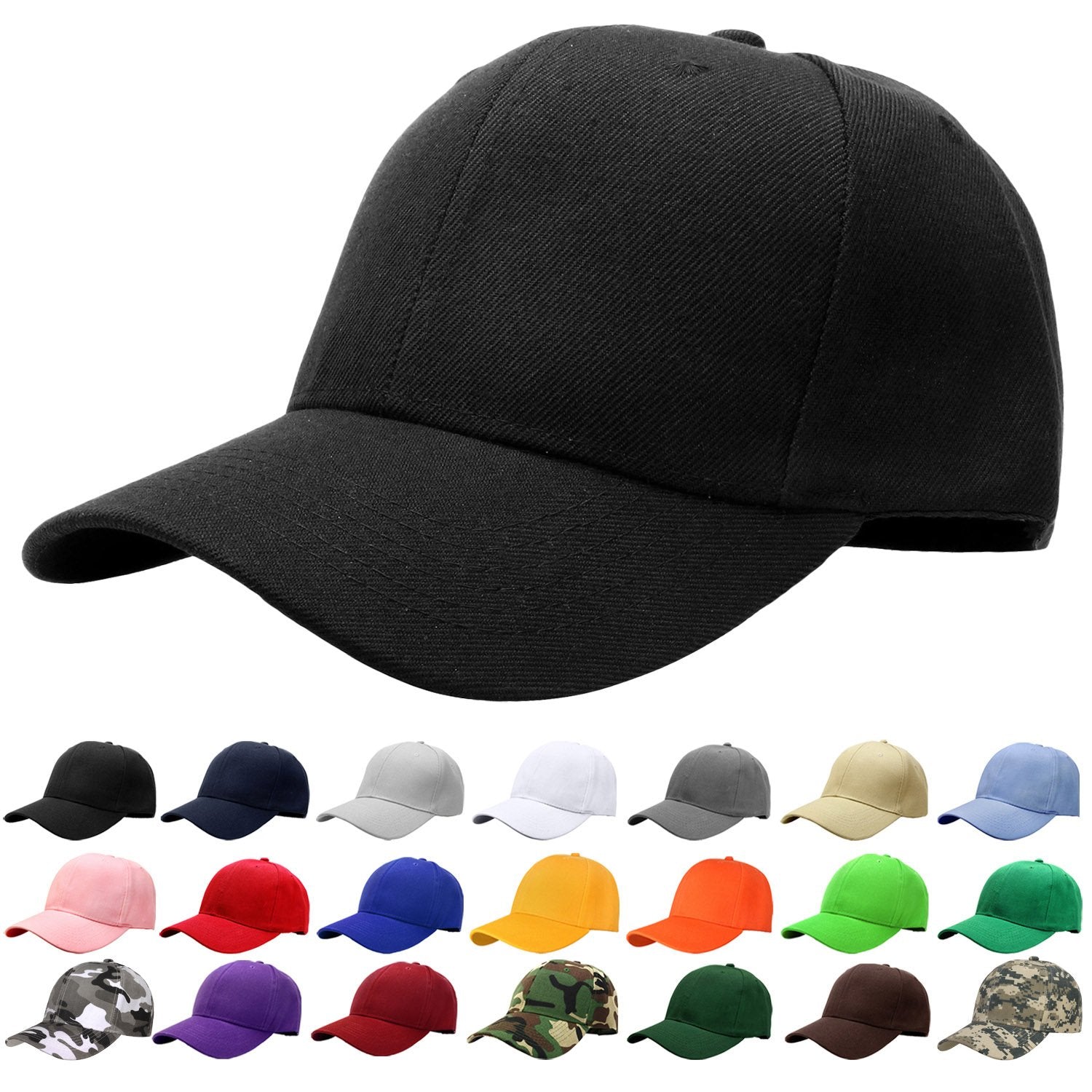 Falari Baseball Cap Verstellbare Größe für Lauftraining und Outdoor-Aktivitäten, ganzjährig (1 Stück, Schwarz)