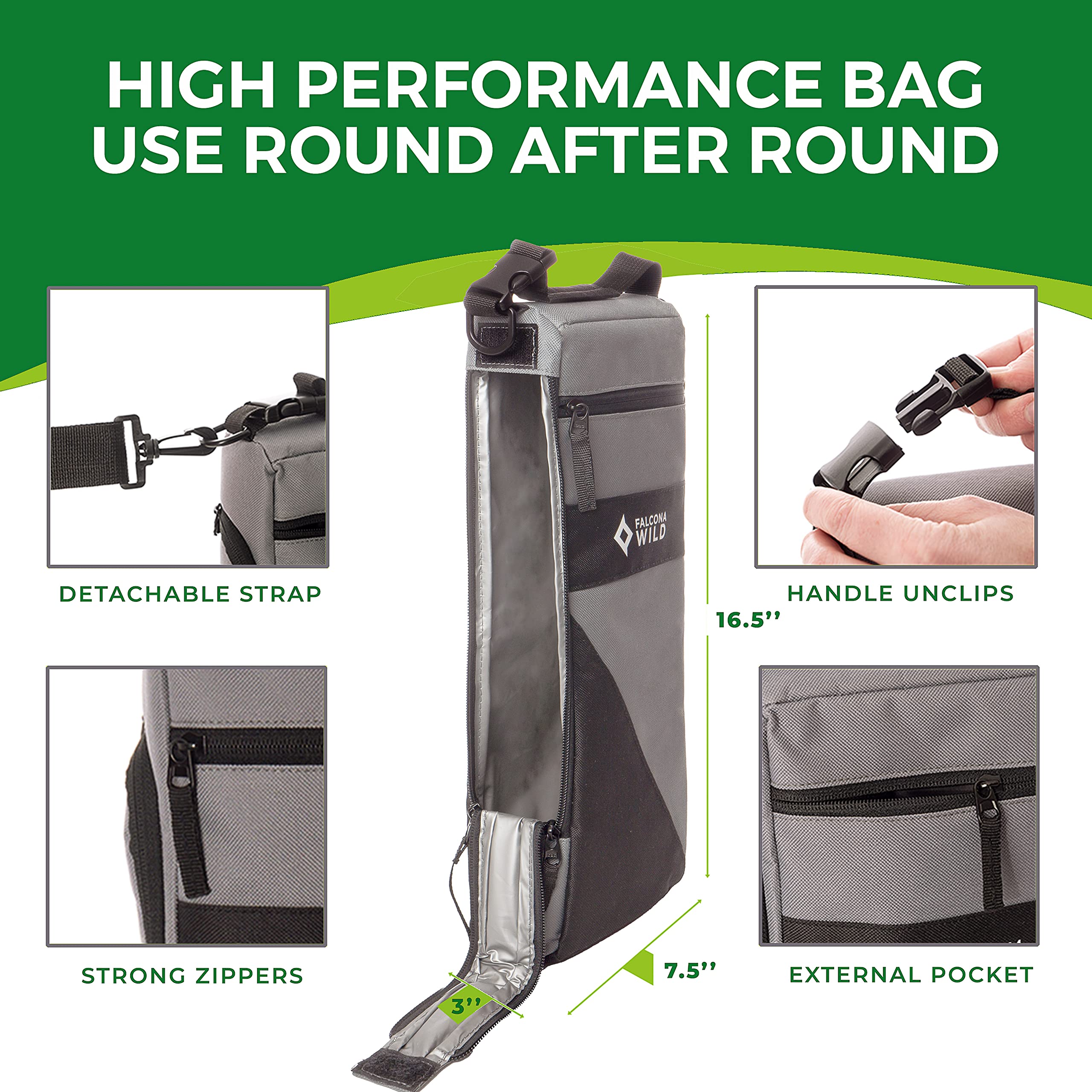 Falcona Wild Golf Cooler Bag Plus 2 Ice Packs - Keeps Drinks Cold for Hours - Holds 6 Cans - Fits Discreetly in Golf Bags - Insulated Beer Sleeve and Cooler Accessories