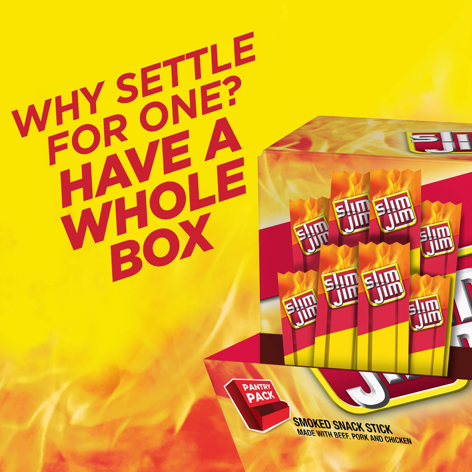 Slim Jim Smoked Meat Sticks, Original Flavor, 6g Protein Per Serving, Snack Size, Lunchbox Snack, 0.28 oz. (46 Count)