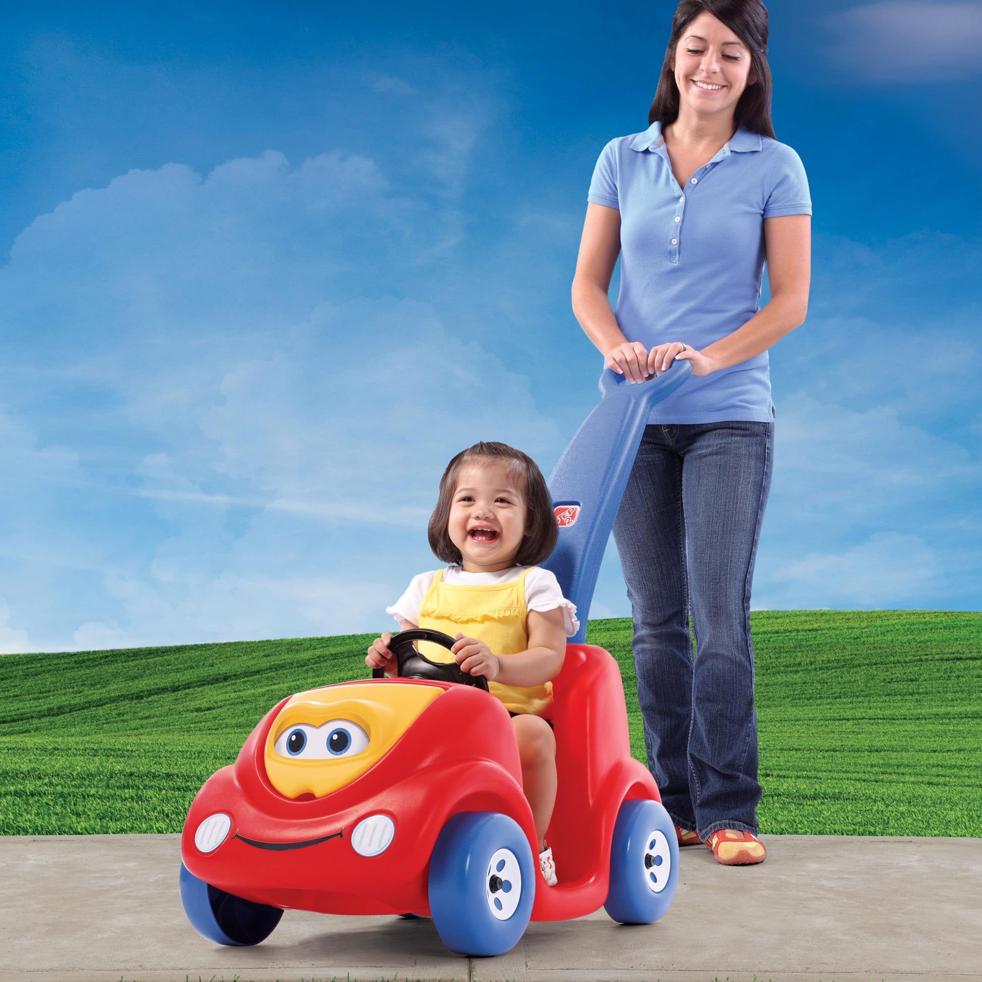 Step2 Push Around Buggy Kids Push Car, Ride On Toy, Stroller Substitute, Includes Seat Belt & Horn, Made of Durable Plastic, Max Weight 50 lbs., For Toddlers 1.5-4 Years Old, Red