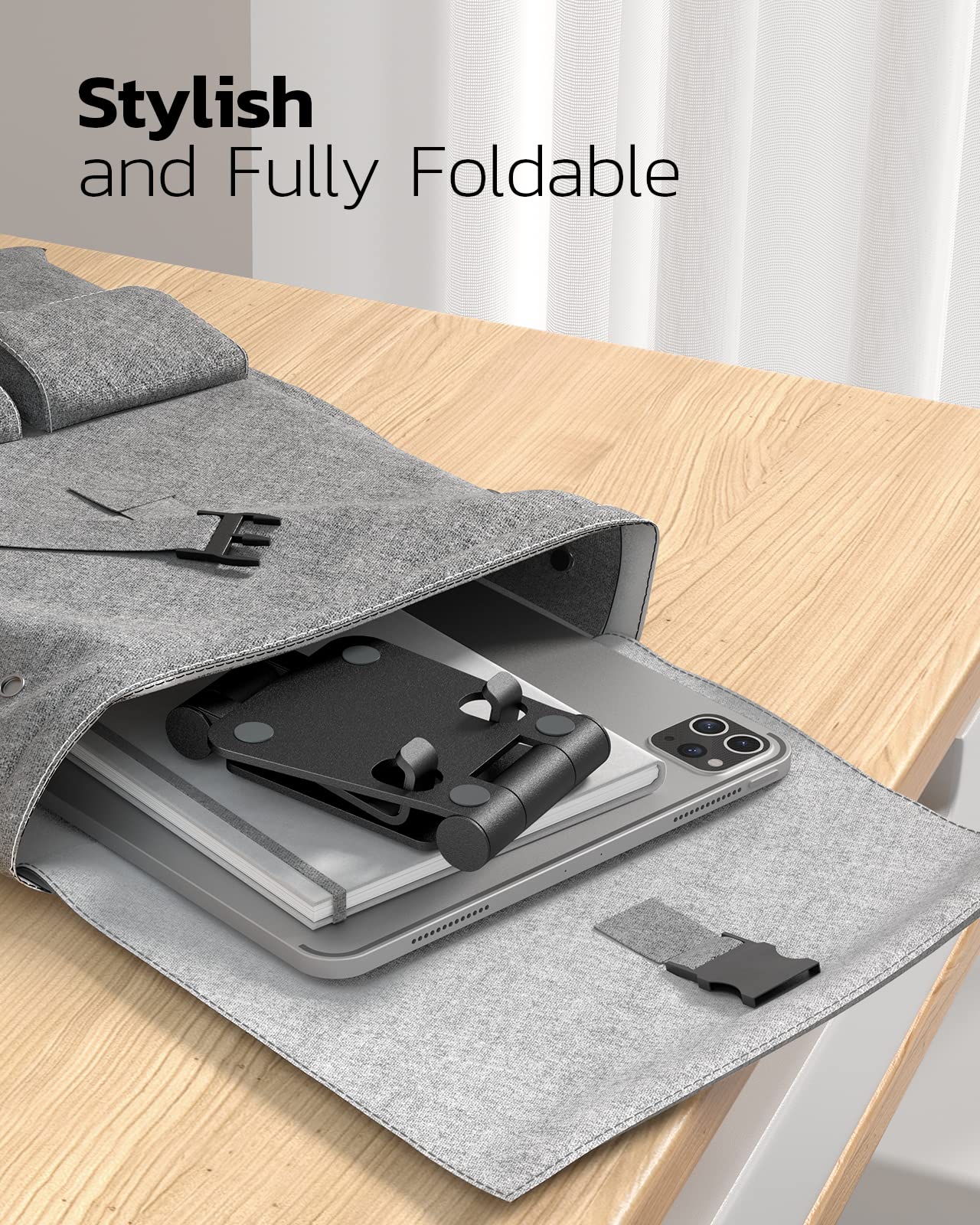 Nulaxy Dual Folding Cell Phone Stand, Fully Adjustable Foldable Desktop Phone Holder Cradle Dock Compatible with Phone 16 15 14 13 12 11 Pro Xs Xs Max Xr X 8, Nintendo Switch, All Phones