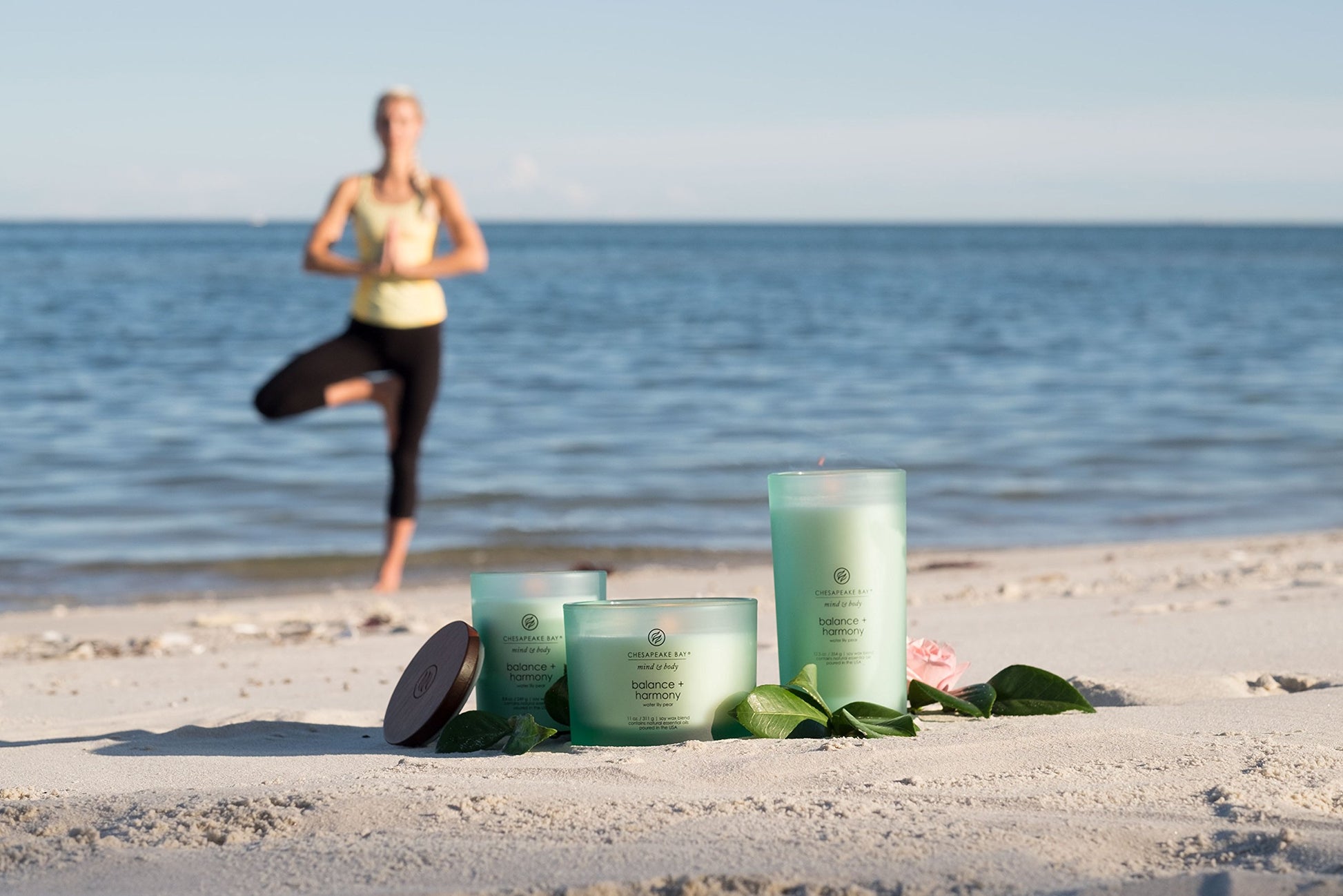 Chesapeake Bay Balance + Harmony Scented Candle Water Lily Pear Fragrance 50 Hours Burn Time Warm & Decorative Soy Wax Blend