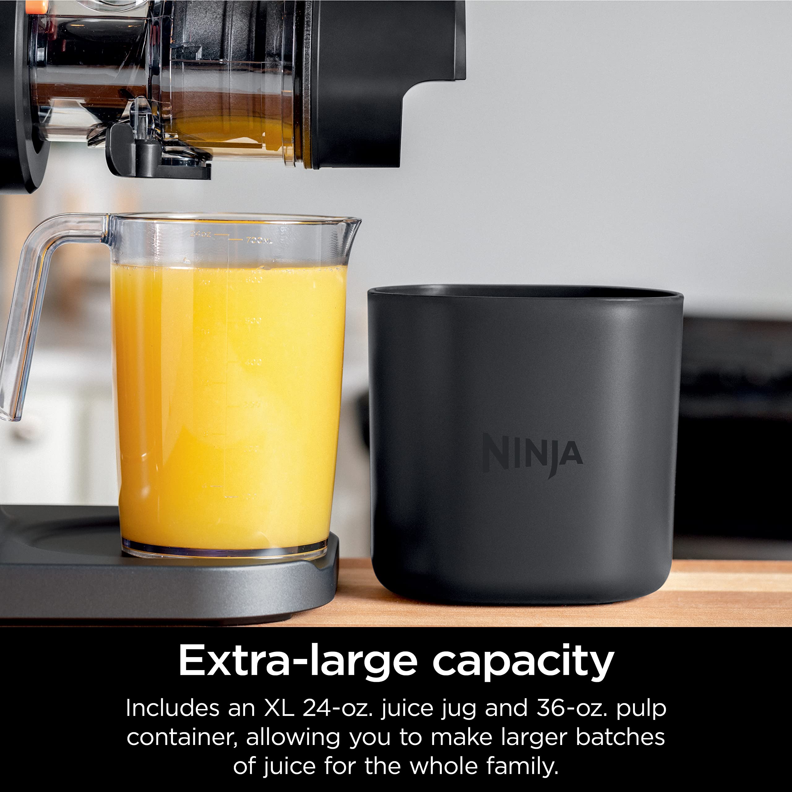 Ninja NeverClog Cold Press Juicer, Powerful Slow Juicer with Total Pulp Control, Countertop, Electric, 2 Pulp Functions, Dishwasher Safe, 2nd Generation, Charcoal, JC151