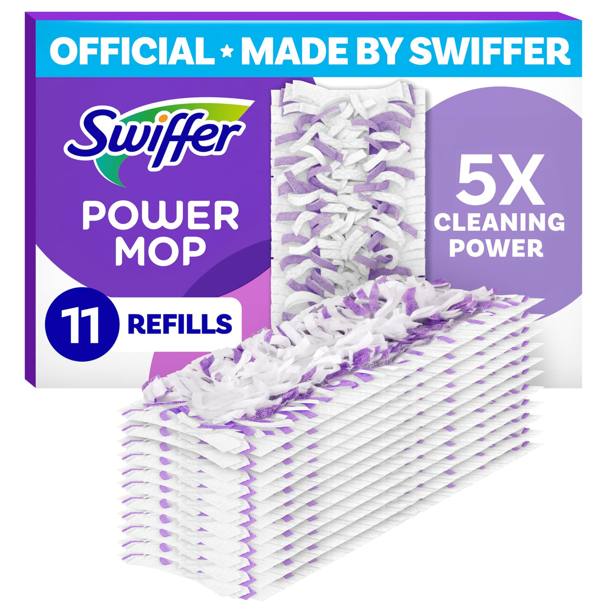 عبوات غيار مناديل التنظيف المتعددة الأسطح لـ Swiffer PowerMop، صُنعت بواسطة Swiffer، لتنظيف الأرضيات، 11 قطعة