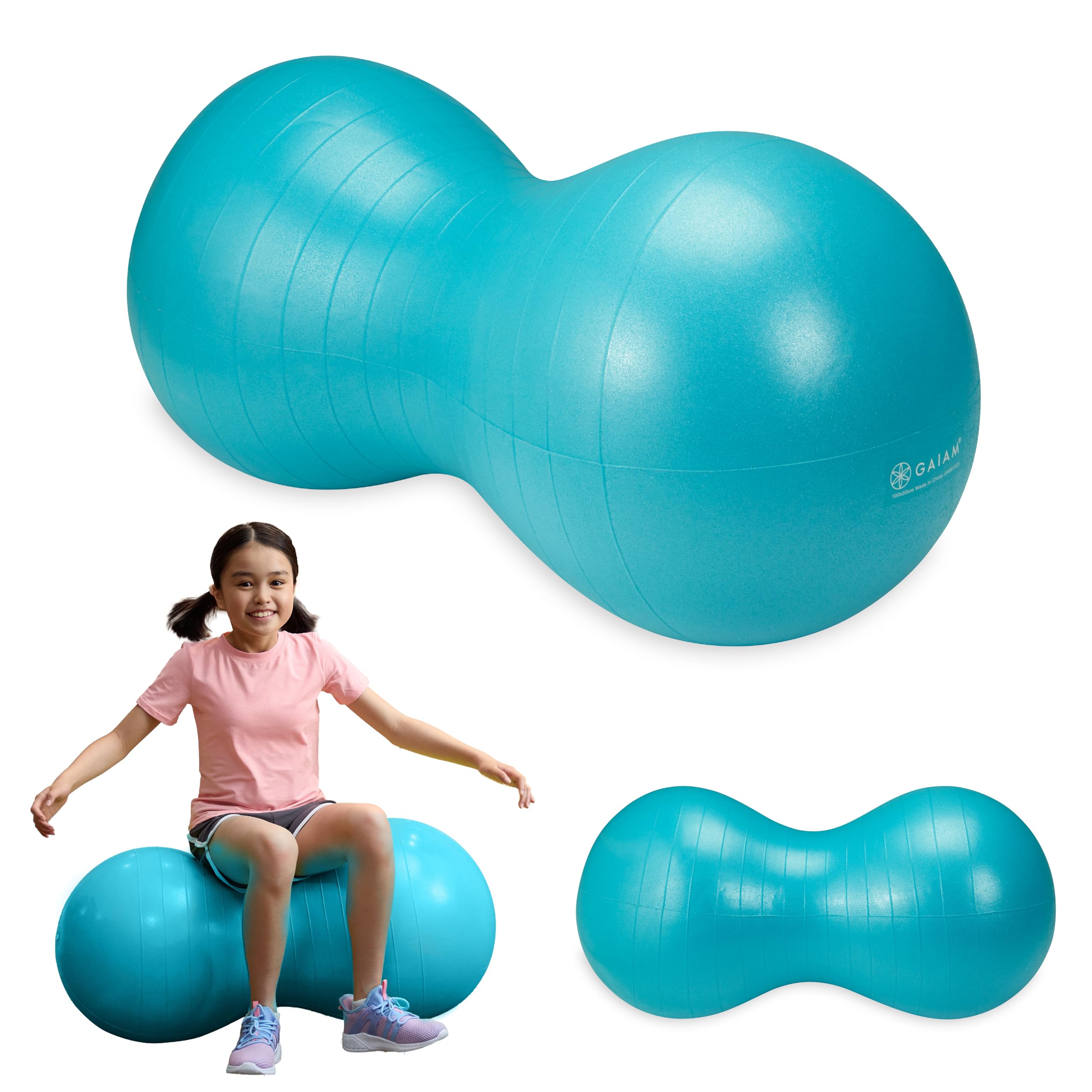 Gaiam Kids Active Seat Erdnussförmiger Schreibtischstuhl, Trainings-Yoga-Balance-Sitzball, flexible Sitzgelegenheit, Wackelsitz für Jungen und Mädchen