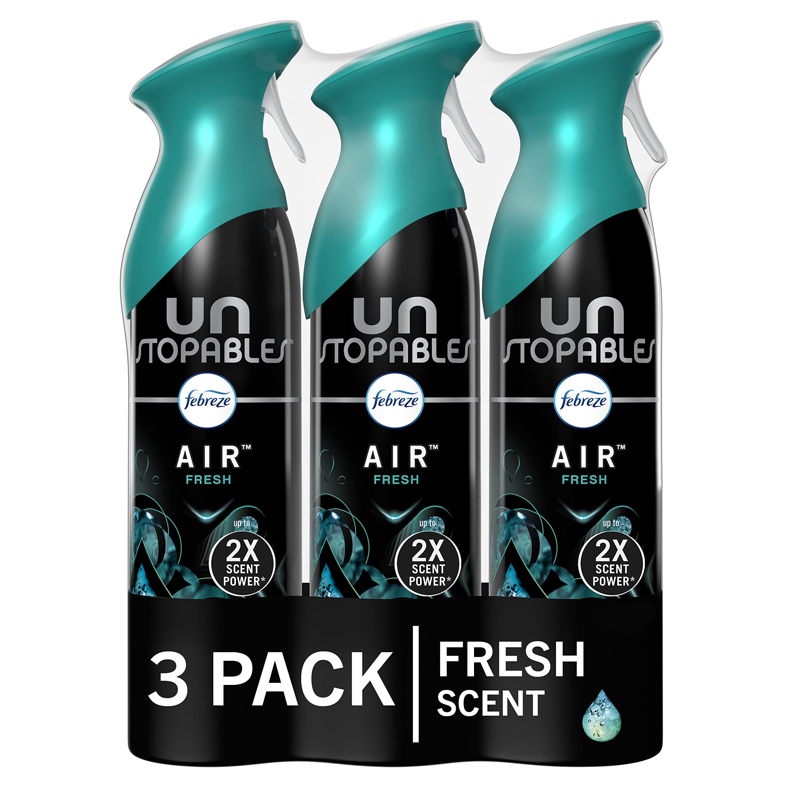 Febreze Lufterfrischer Spray, Geruchsentfernendes Raumspray, Lufterfrischer für Zuhause, Bad und Küche, Aerosoldose, Unstoppables Fresh Duft, 248 g, 3 Stück