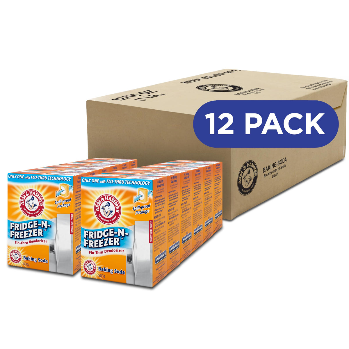 Arm & Hammer Natron Kühlschrank- und Gefrierschrank-Geruchsabsorber, Orange 397 g, 12er-Pack