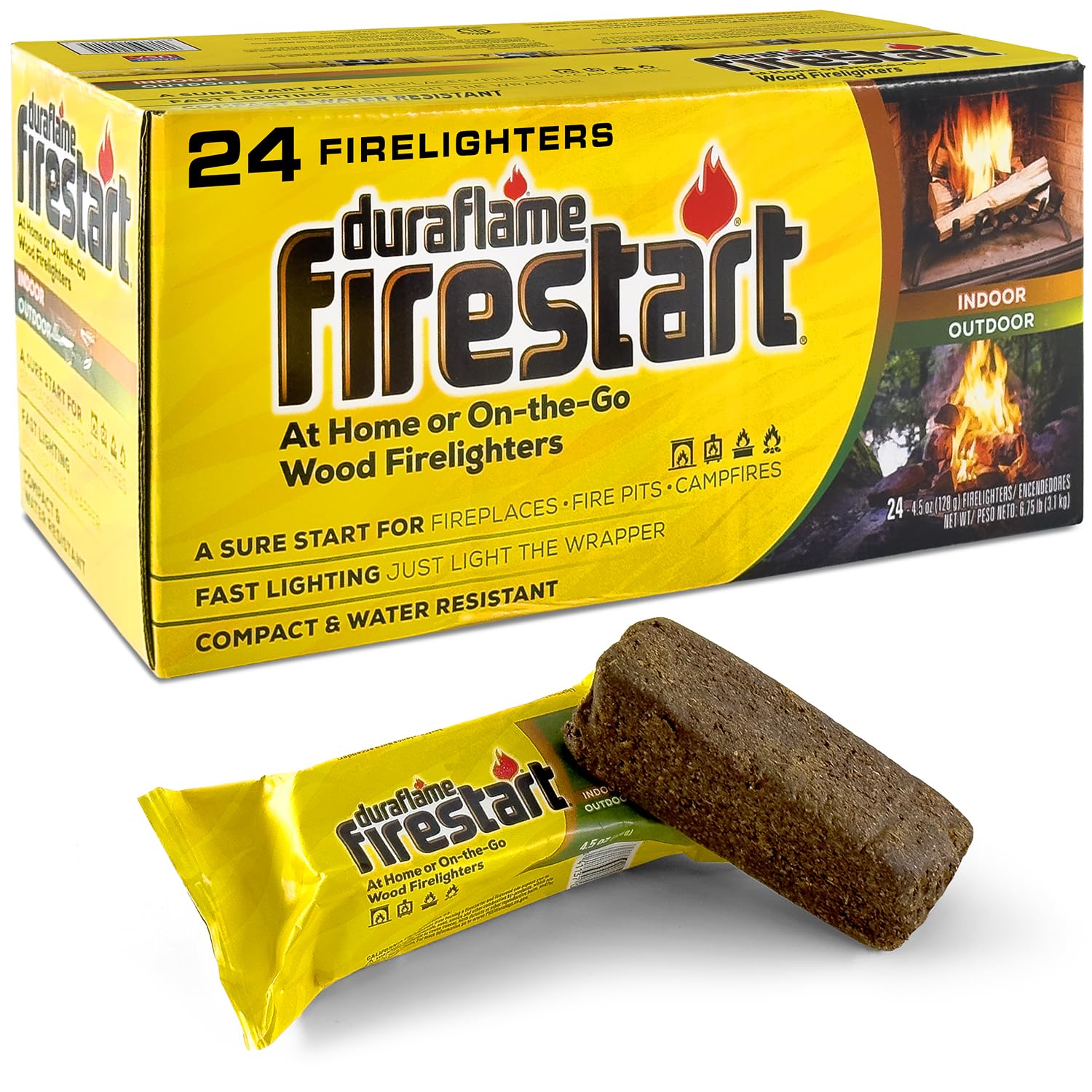 Kaminanzünder für drinnen und draußen – schnelle Anzündhölzer für Grill, Kamin, Feuerstelle und Lagerfeuer (24 Stück) – Anzünder für Lagerfeuer