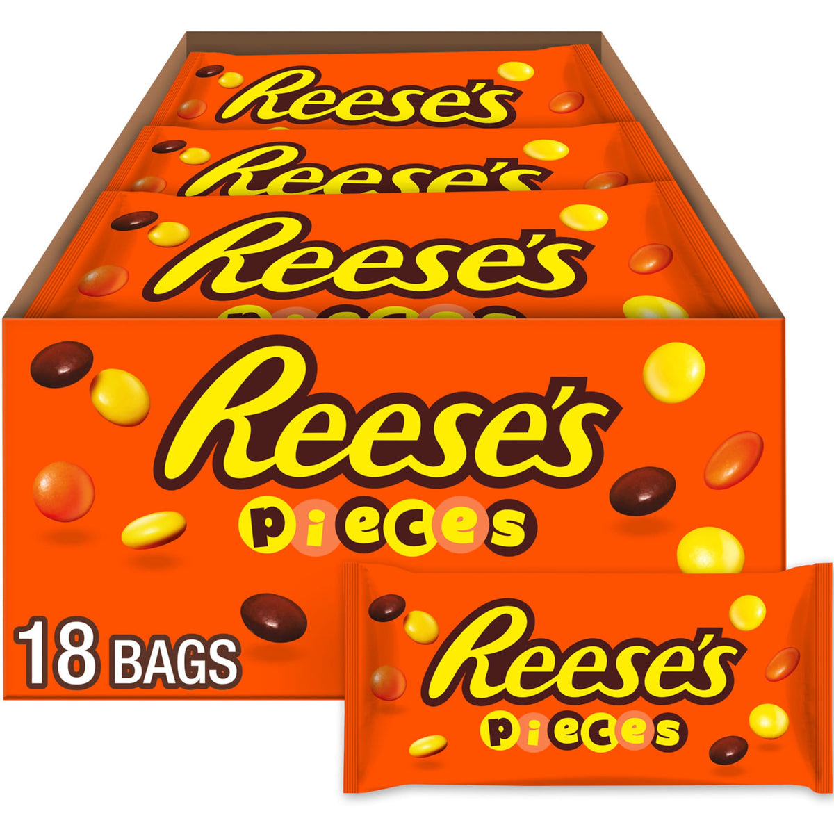 REESE'S PIECES Erdnussbutter in einer knusprigen Hülle, Bonbontüten, 43 g (18 Stück)