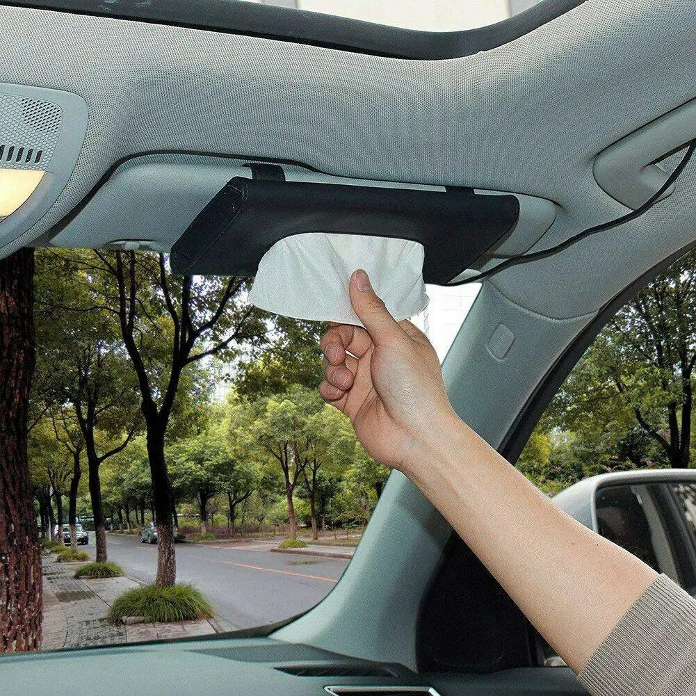 Fredysu Car Visor Tissue Holder, Sun Visor Napkin Holder Backseat Tissue Case, Premium Car Tissue Box for car, Vehicle (Black)