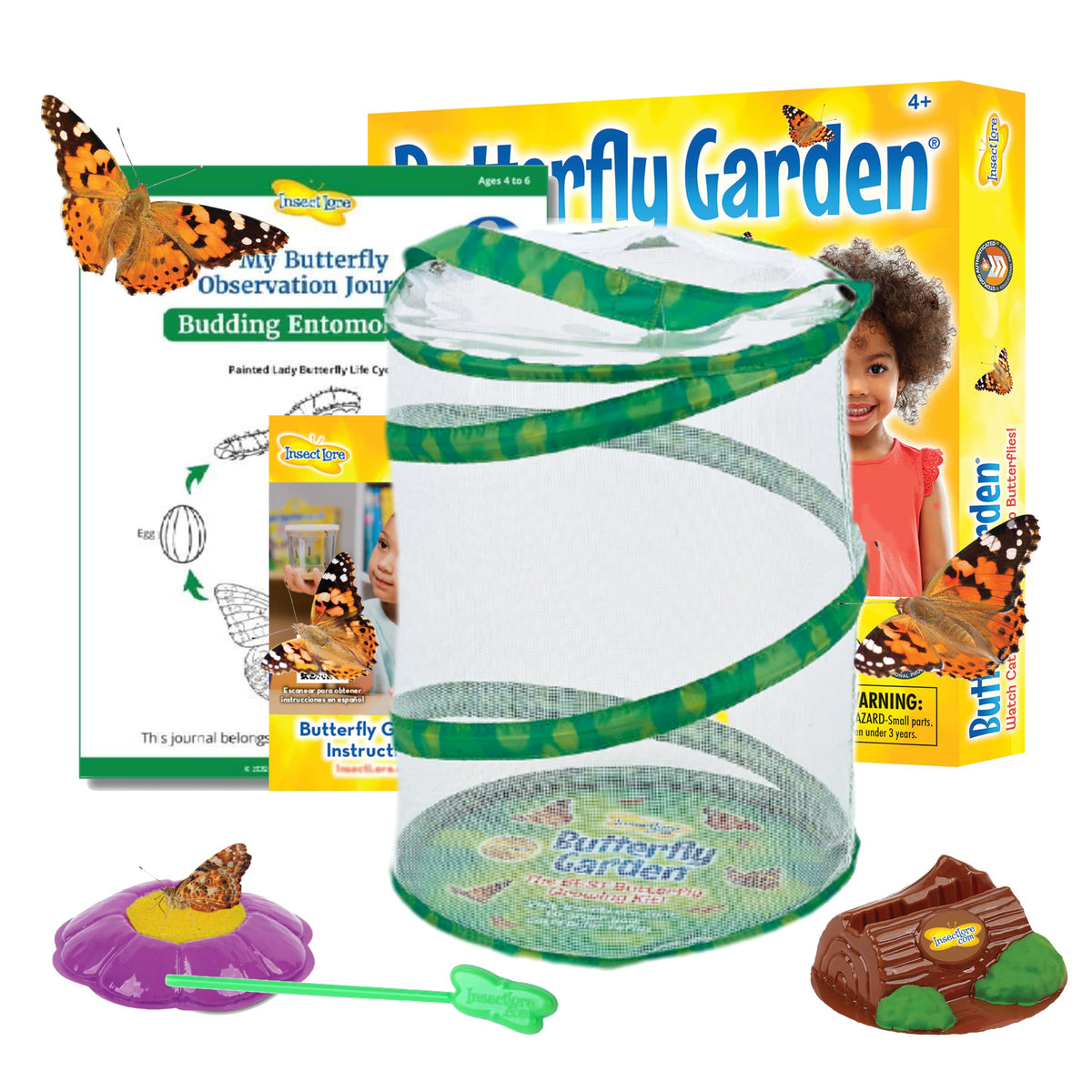 Insect Lore Aufzucht und Freilassung Schmetterlingsgarten-Set - Raupenhabitat mit einlösbarem Gutschein - MINT-akkreditiertes Set zur Zucht lebender Schmetterlinge für Kinder, Klassenzimmer und Homeschooling