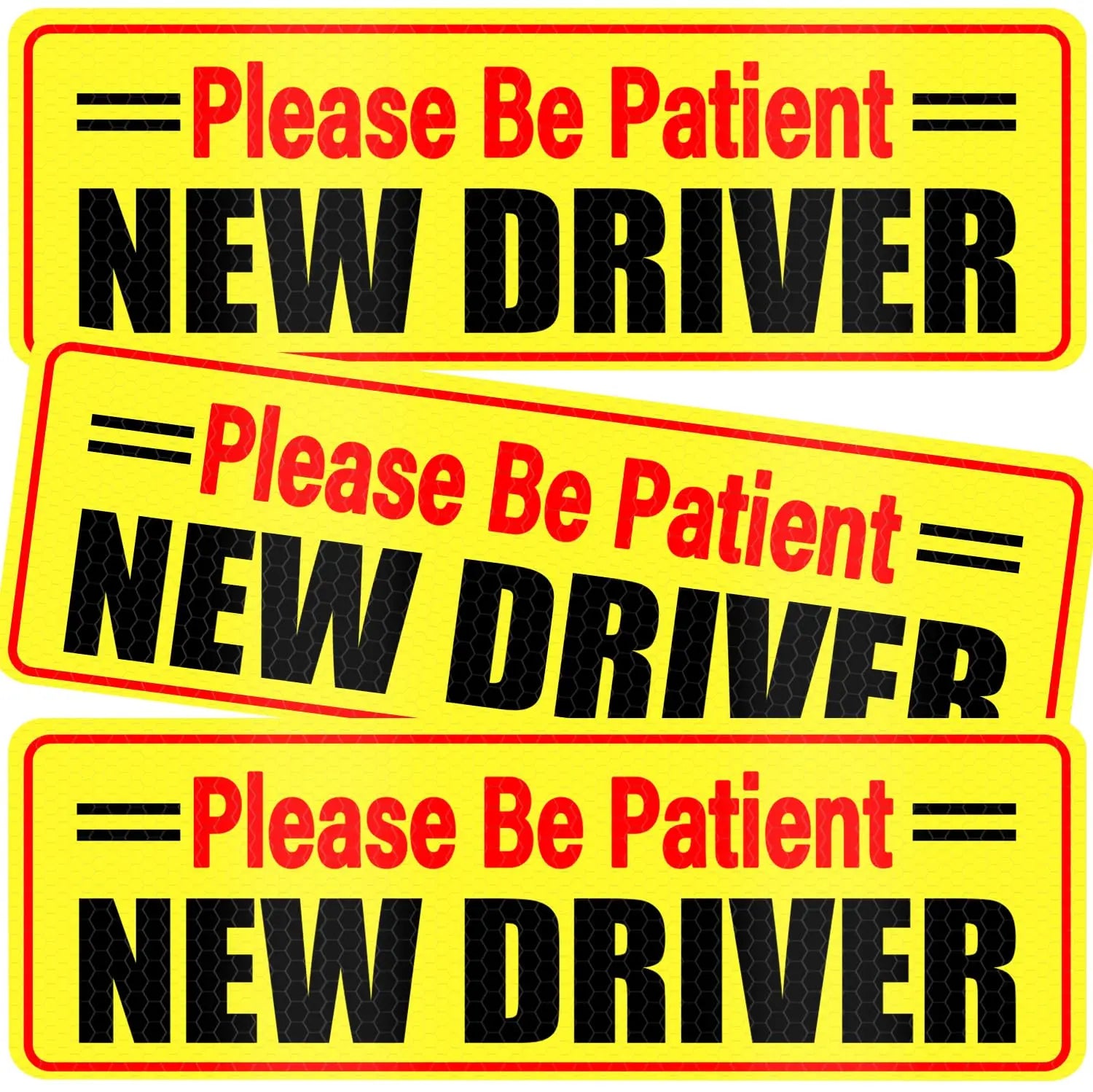 SINGARO New Driver Magnet for Car, 3Pcs Magnetic Reflective Novice Driver Stickers, Car Exterior Accessories, New Driver Vehicle Safety Signs（Black&Red）
