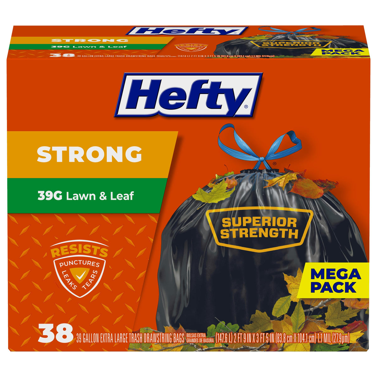 Hefty Strong Rasen- & Laubsäcke, 147 Liter, 38 Stück