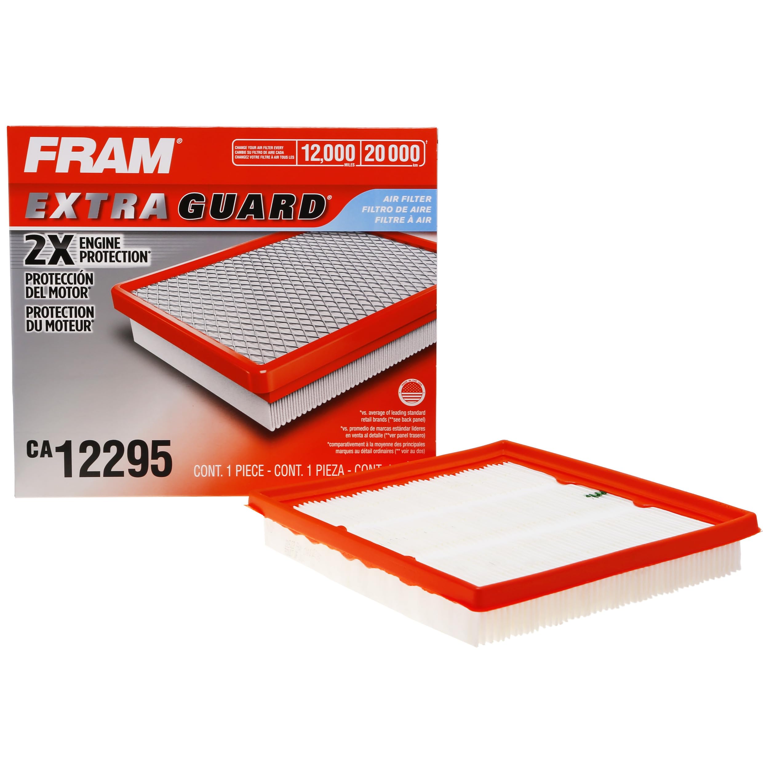 FRAM Extra Guard Flexibler Flachplatten-Motorluftfilter-Ersatz, einfache Installation mit verbessertem Motorschutz und optimaler Leistung, CA12295 für ausgewählte Subaru-Fahrzeuge