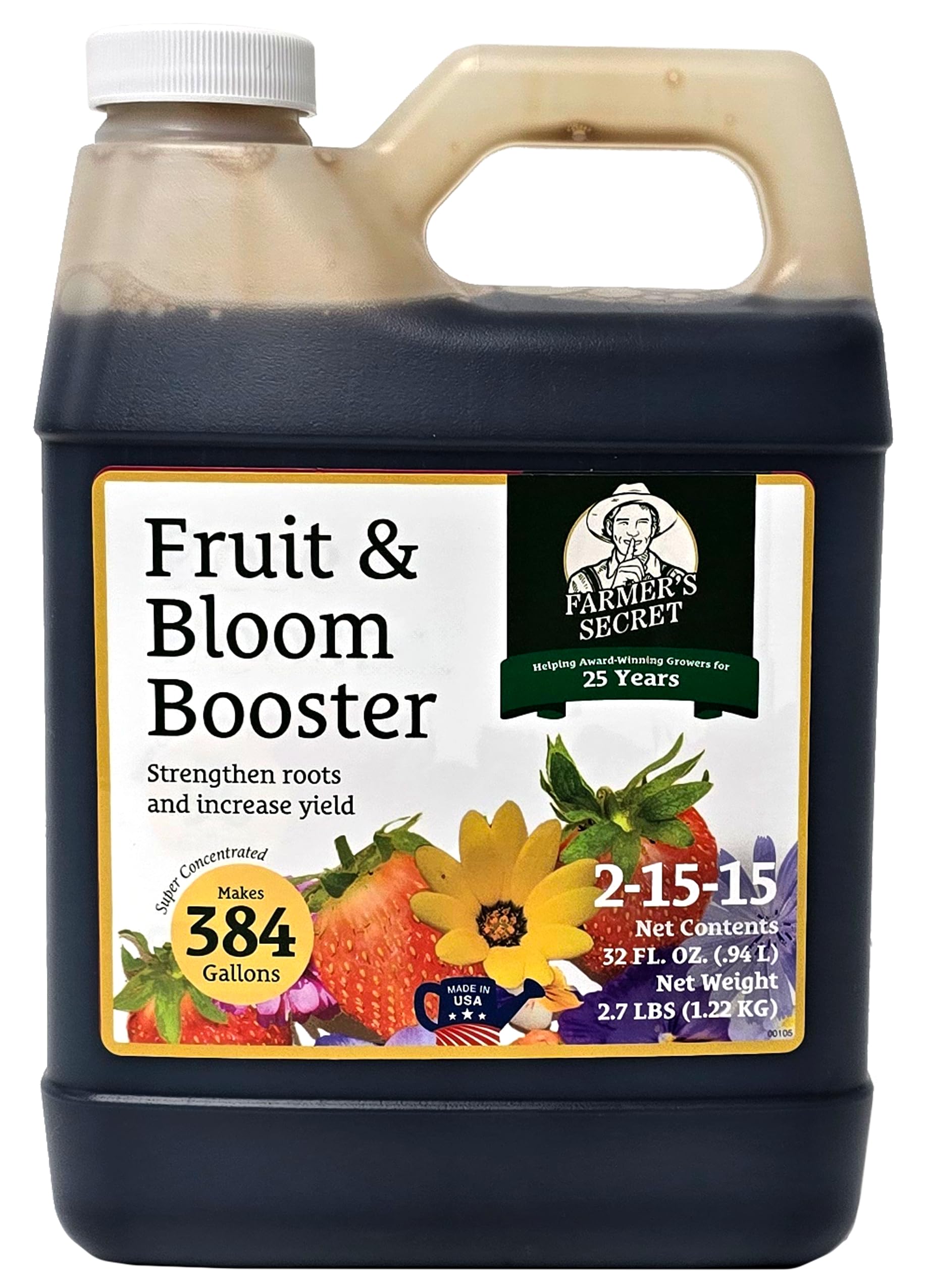 Farmer's Secret Frucht- und Blühdünger (946 ml) – hochkonzentriert – fördert Blüte und Ertrag bei allen Obst-, Gemüse- und Blumensorten – formuliert für Spätsommer und Frühherbst