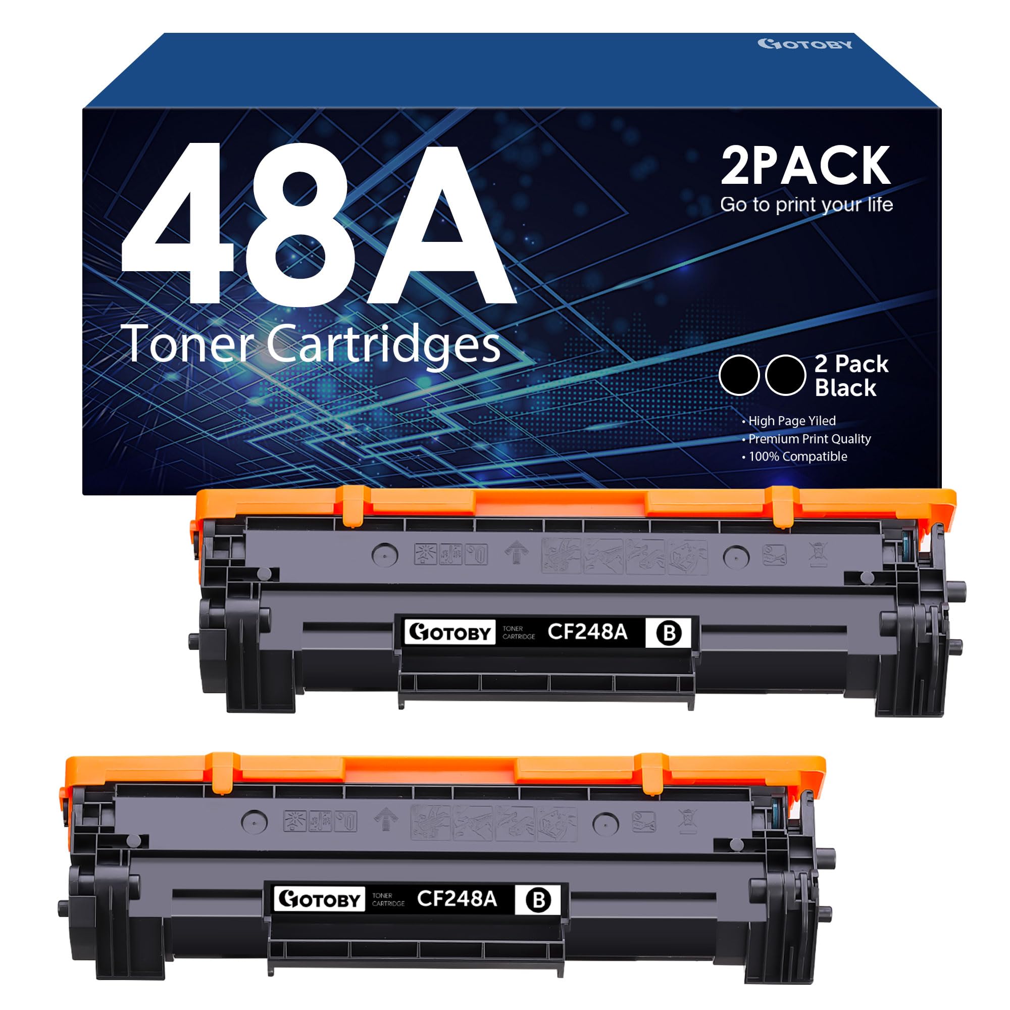 GOTOBY Kompatible Tonerkartusche Ersatz für HP 48A CF248A für Pro M15w M15a M16w M16a M28w M28a M29w M29a M30w M31w Drucker (Schwarz, 2 Stück)