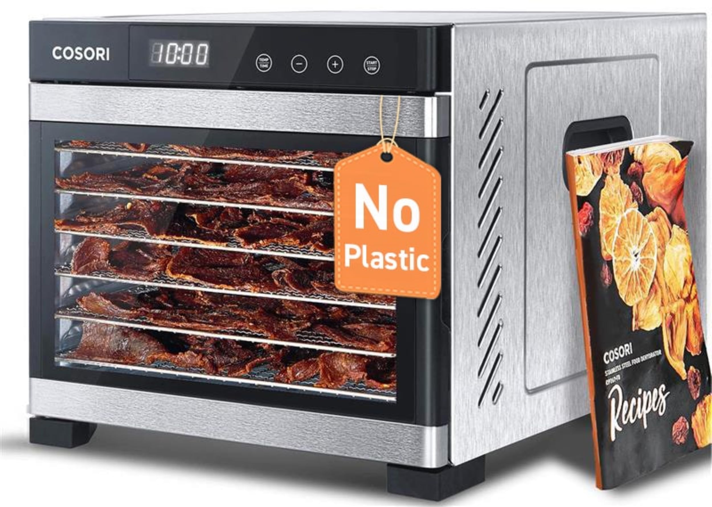 COSORI Food Dehydrator, Bigger Than 7 Trays With Large 6.5" Drying Space, 600W Power Saves More Time Than 480W, 165 degreesF Dehydrated Dryer for Jerky, Dog Treats, Herbs, Meat, Fruit, and Yogurt, Silver