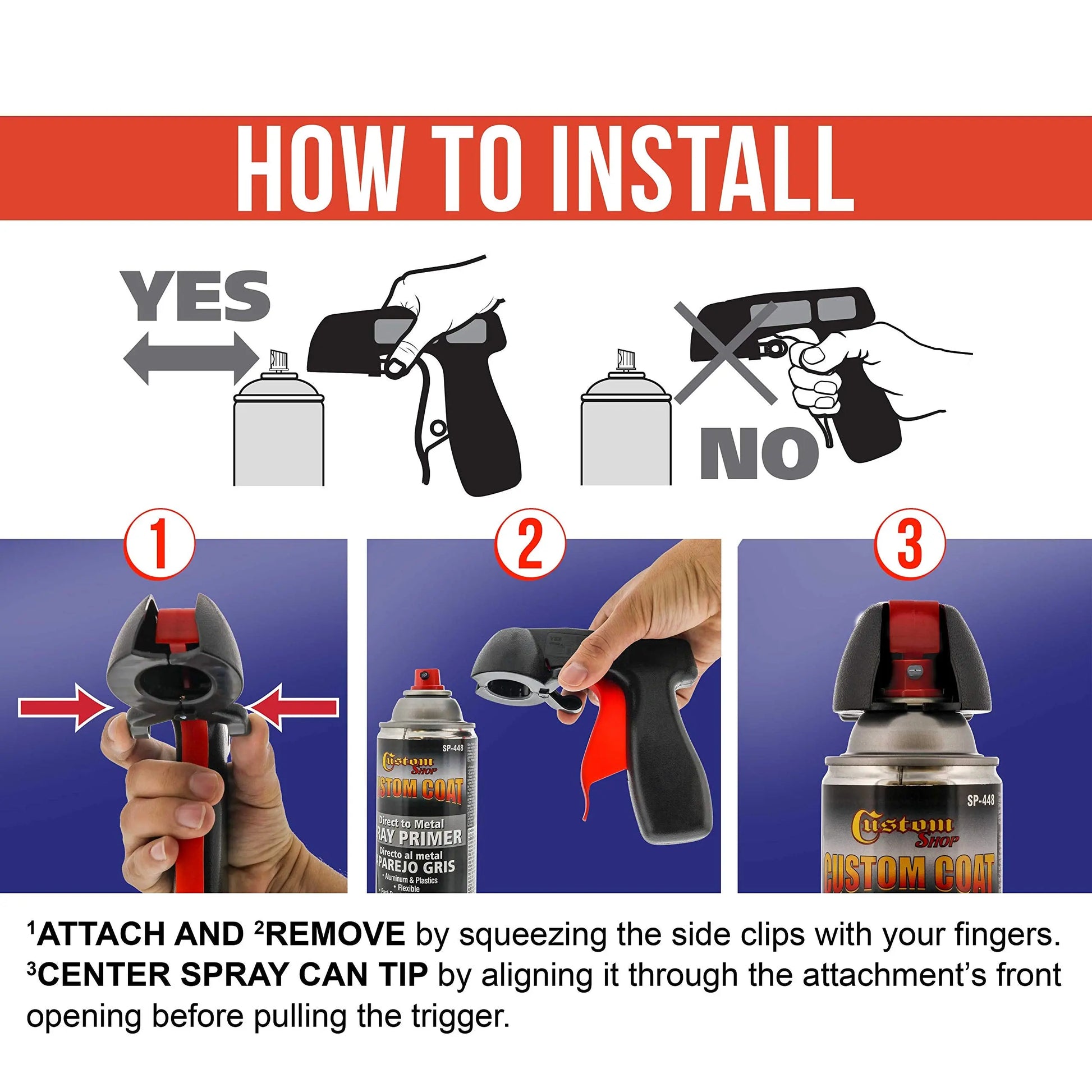 Instant Aerosol Trigger Handle (Pack of 2), Instantly Converts Spray Cans into Spray Guns - Full Hand Grip, Reusable, Easy to Clip-On & Off - Universal Fit, Use on Spray Paint, Adhesives, Lubricants
