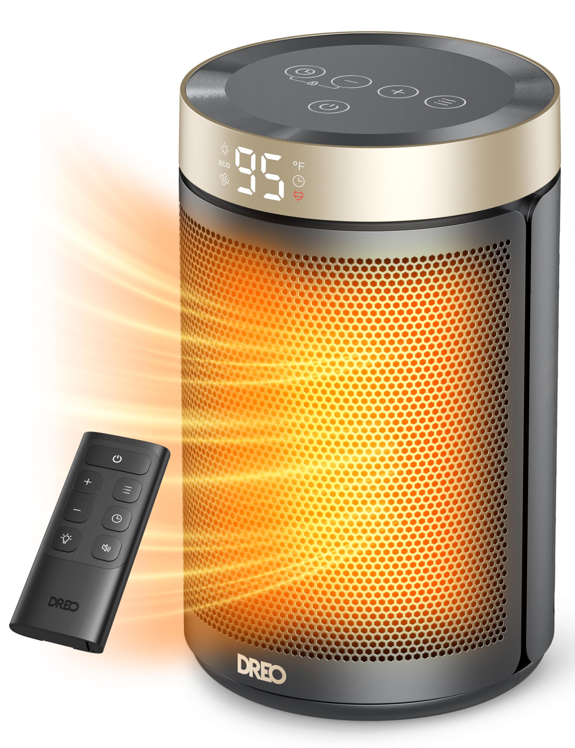 Dreo Heizlüfter, Tragbare Elektroheizungen für den Innenbereich mit Thermostat und Fernbedienung, 2024 Verbesserte Version, Digitalanzeige, 12H Timer, 5 Modi, 1500W PTC Keramik Schnelle und sichere Wärme für Büro, Schlafzimmer, Zuhause