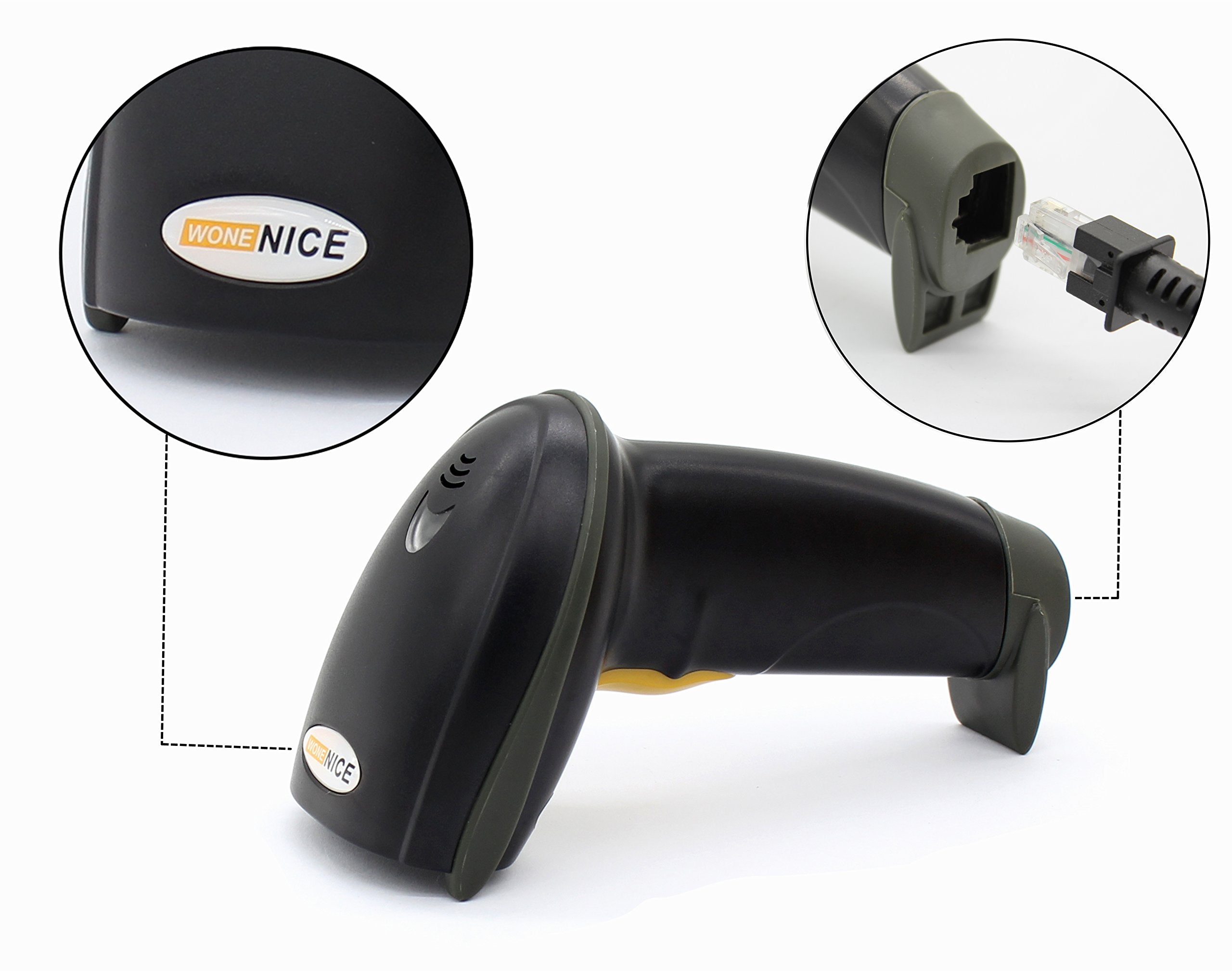 WoneNice USB Laser Barcode Scanner Wired Handheld Bar Code Scanner Reader Black