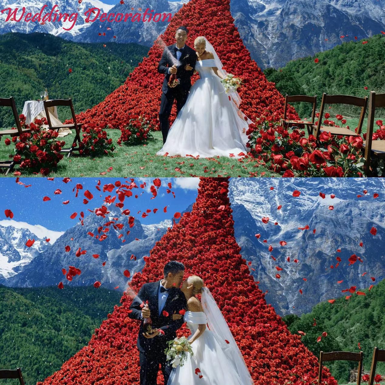 CODE FLORIST 2200 PCS Dark-Red Silk Rose Petals for Romantic Night,Wedding,Proposal Anniversary Flower Decorations