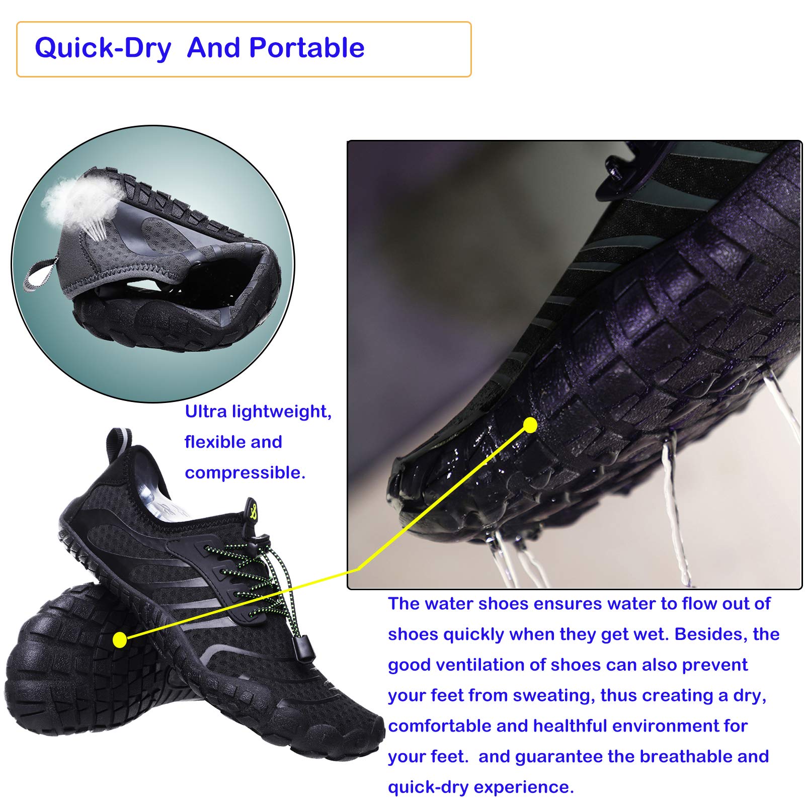 Water Shoes Mens Women Barefoot Shoes Quick Dry Aqua Outdoor Sports for Swim Pool Beach Surf Walk Water Yoga River Lake Hiking Kayaking