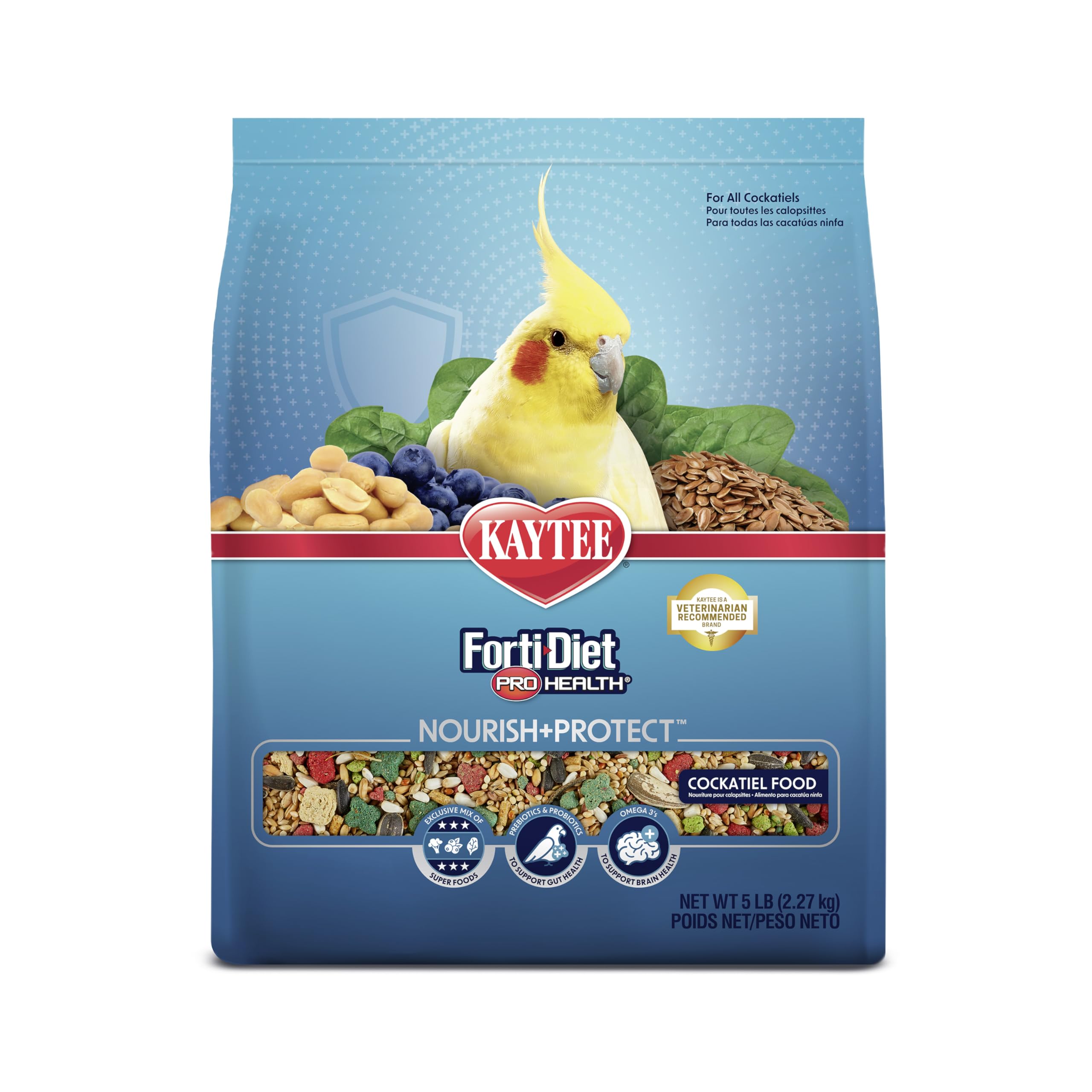 Kaytee Forti-Diet Pro Health Nourish+Protect Futter für Nymphensittiche, umfassende, wissenschaftlich fundierte Ernährung, gesunde Verdauung, Immununterstützung, 2,27 kg