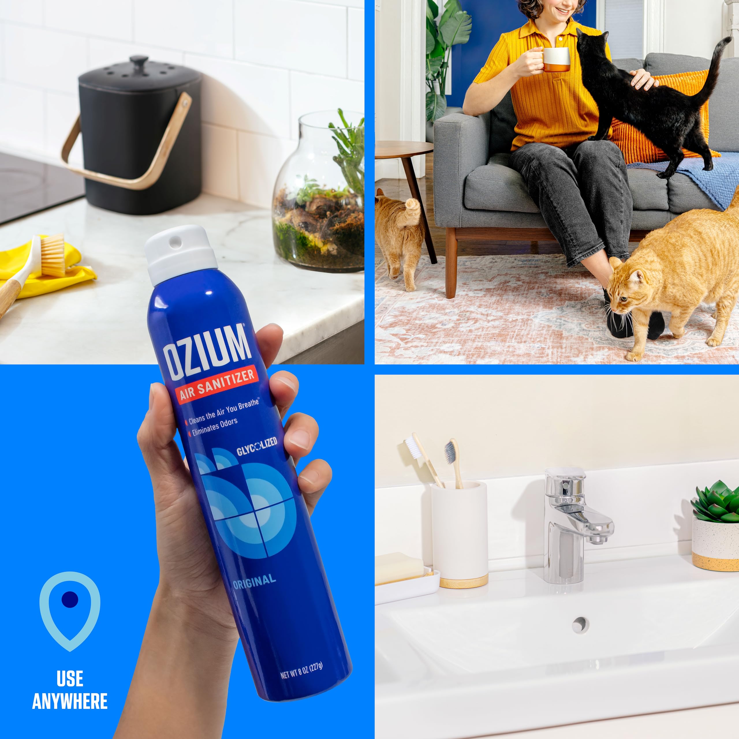 Ozium 8 Oz. Air Sanitizer & Odor Eliminator for Homes, Cars, Offices and More, Original Scent, Pack of 2