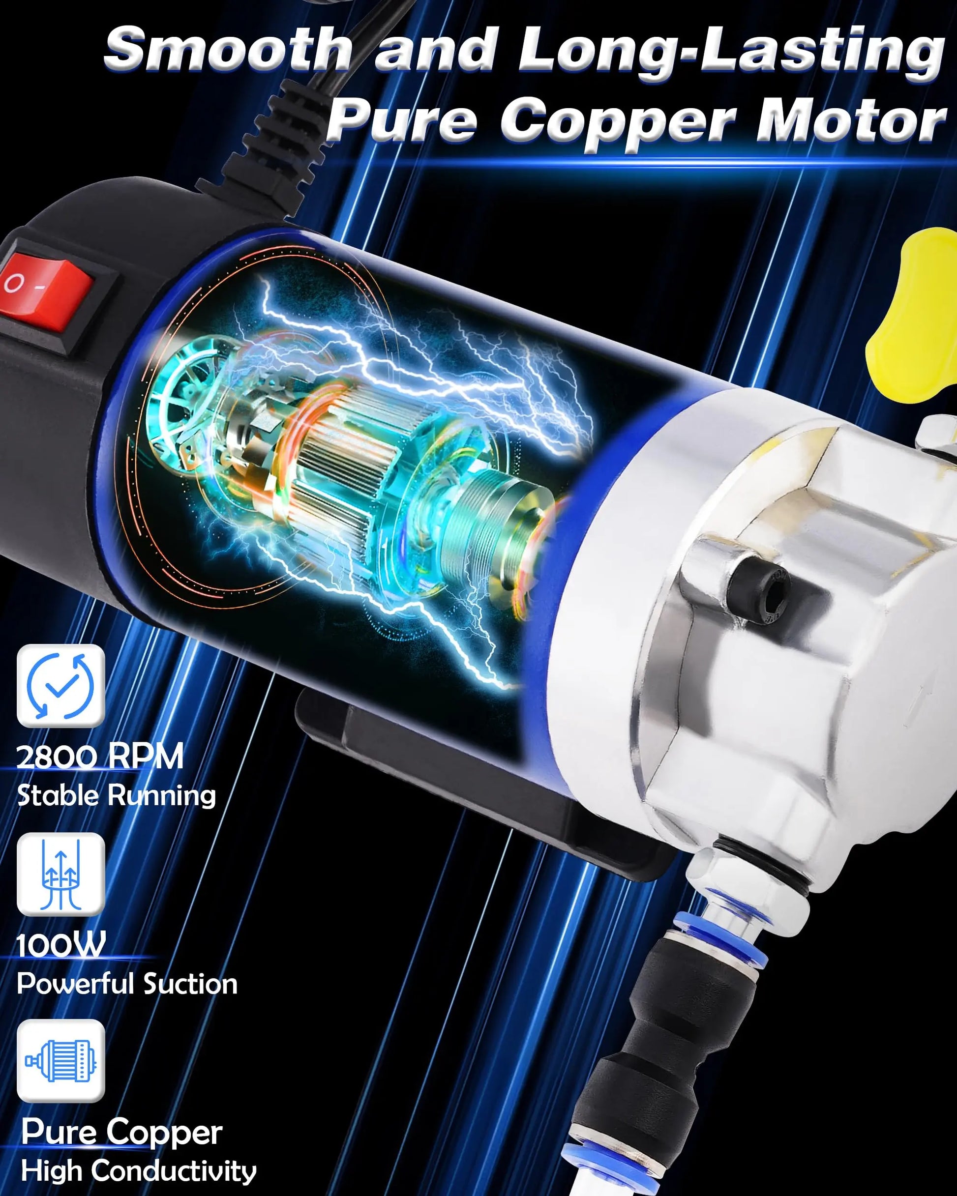 Oil Pump 12V 100W, Oil Extractor Pump for Engine Oil Change, Electric Fluid Transfer Pump for Motor Oil, Gear Oil, Transmission Fluid Removal, Self-Priming Oil Transfer Pump for Car, Mower, Marine
