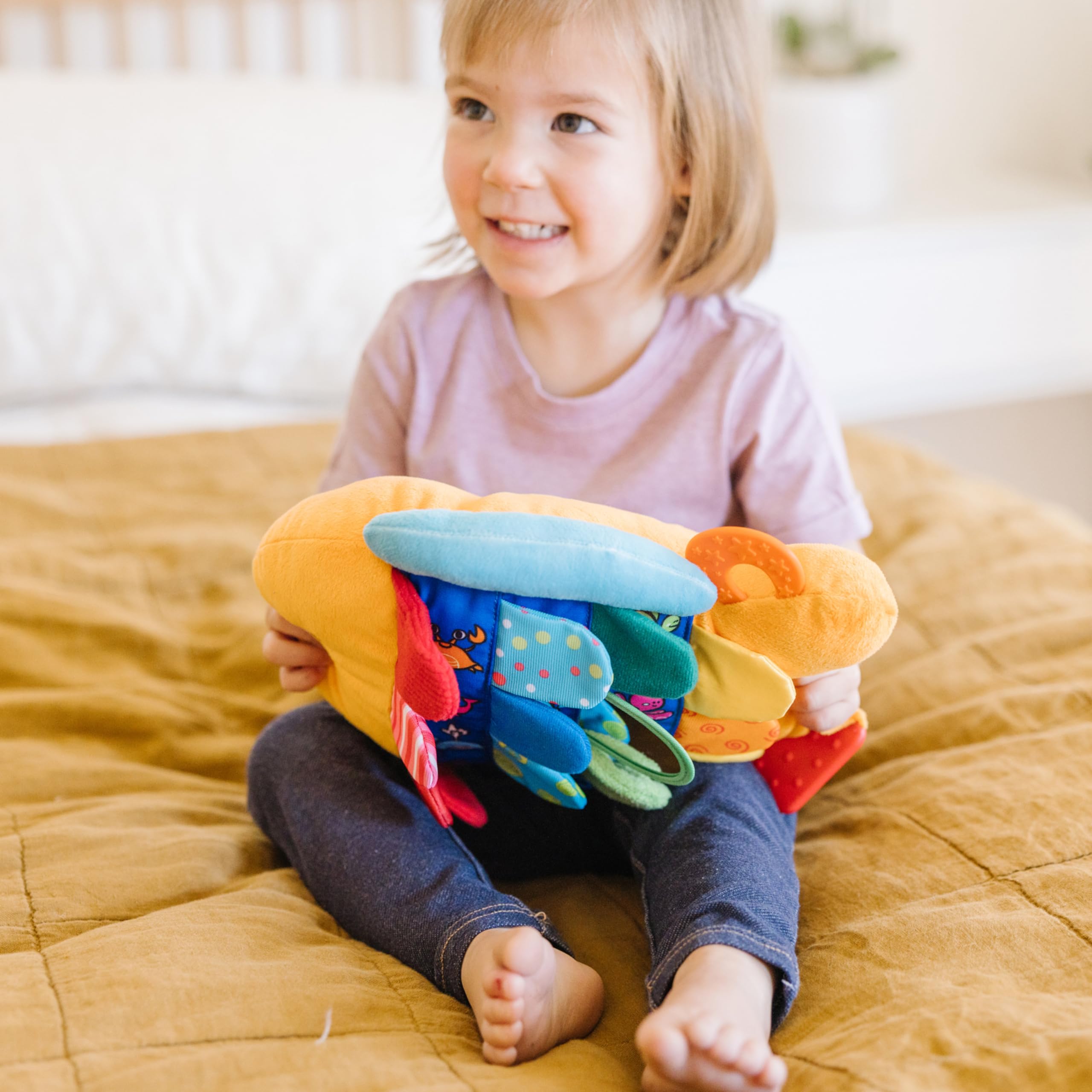 Melissa & Doug Flip Fish Soft Baby Toy Sensory Tummy Time Toys, Soft Fabric Tag Toy for Babies, Infants