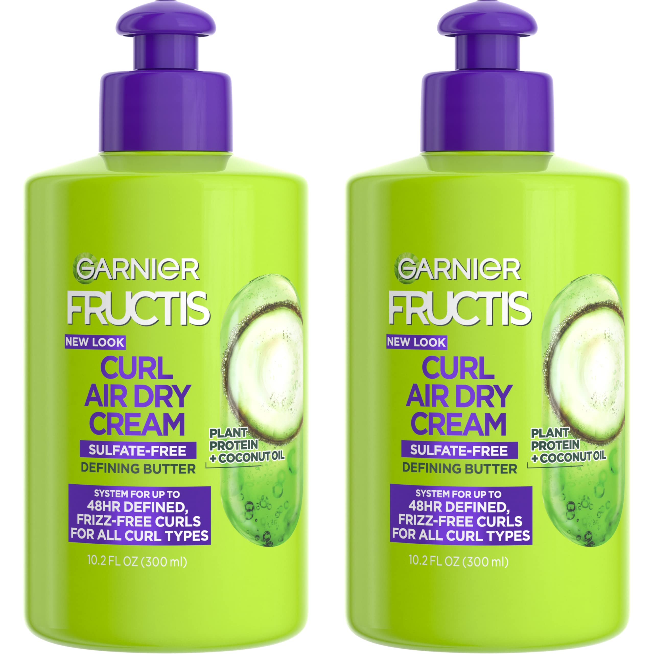 Garnier Fructis Curl Nourish Air Dry Cream, sulfatfreie definierende Butter Leave-in Conditioner, 301 ml, 2 Stück (Verpackung kann variieren)
