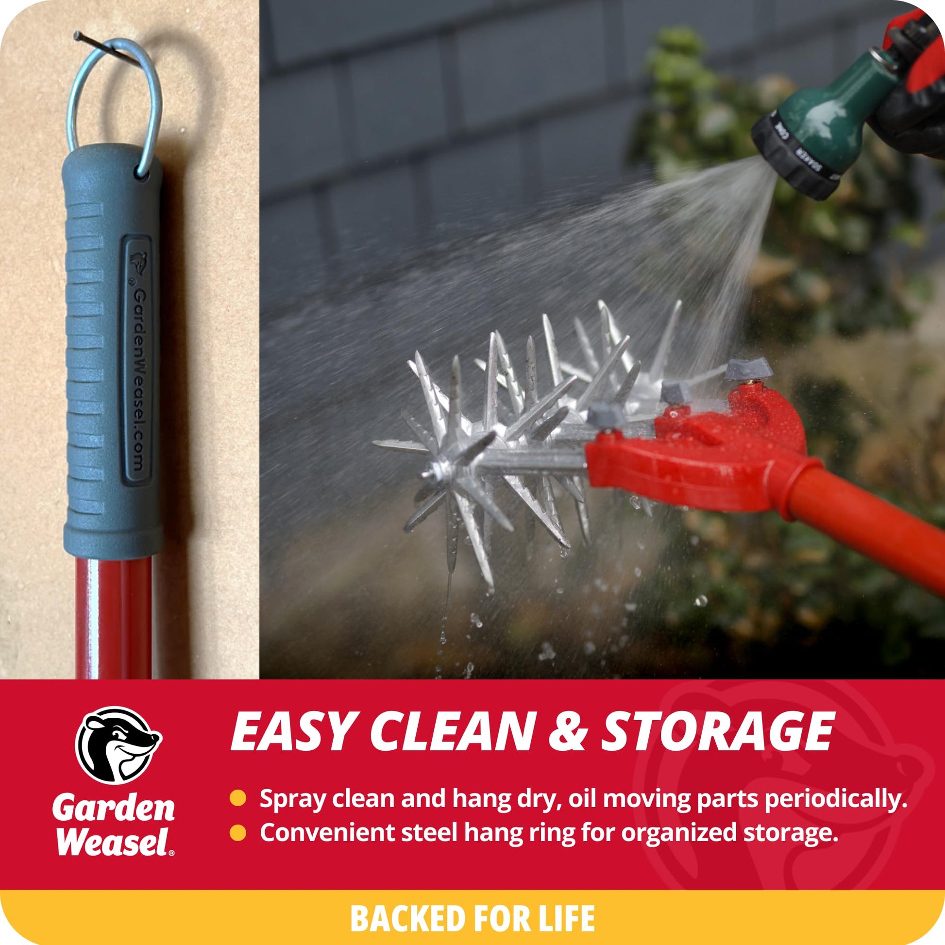 Garden Weasel Rotary Cultivator & Hand Tiller - 2-in-1 | Aerate, Weed, Cultivate, Plant, Reseed | Lawn Reseeding Garden Tool, Garden Soil Loosener | 91206
