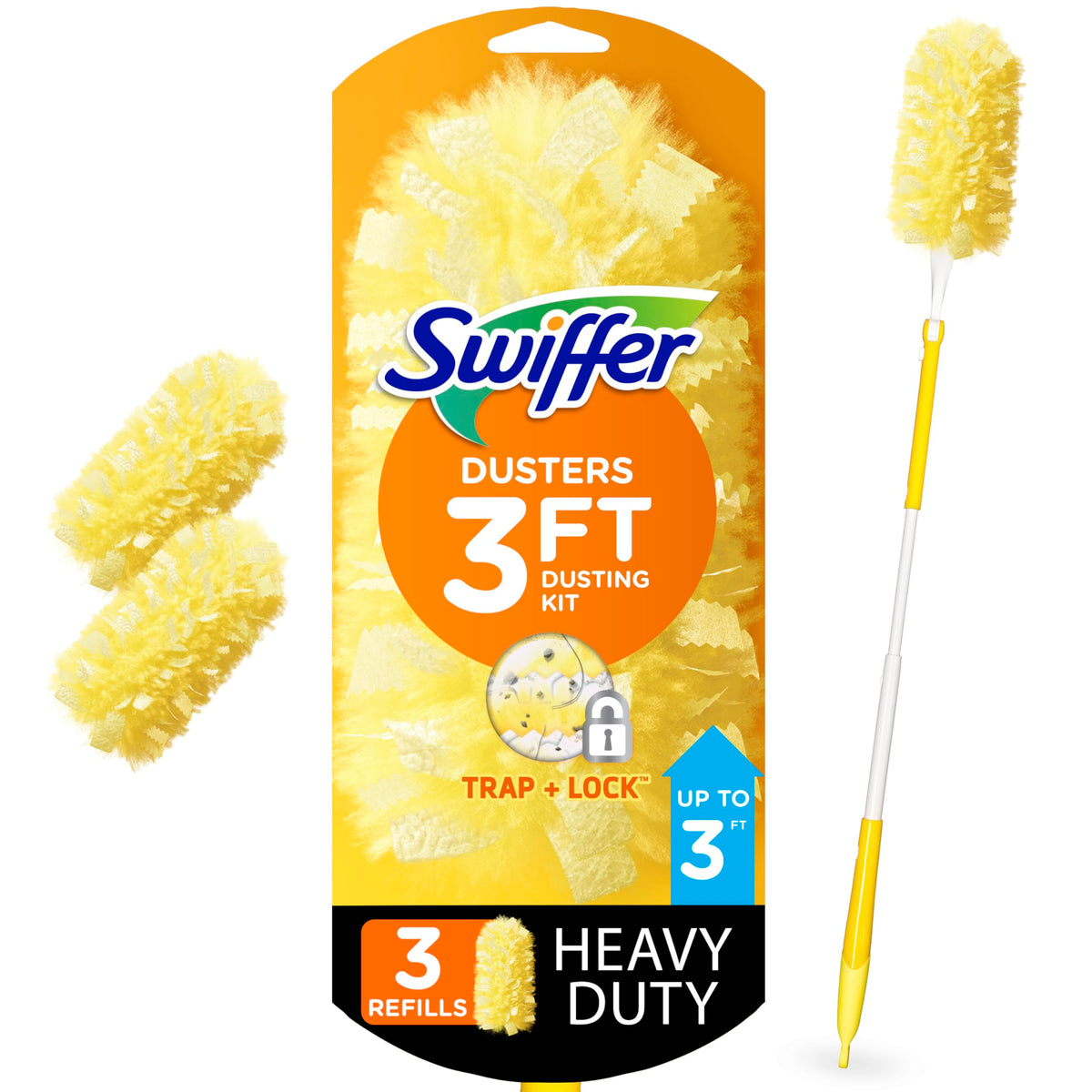 Swiffer Staubmagnet XXL Staubwedel Starter-Kit mit ausziehbarem Stiel (90 cm) und 3 Nachfüllern
